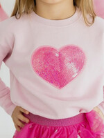 Sweet Wink Heart Sequin Patch Valentines Day Sweatshirt