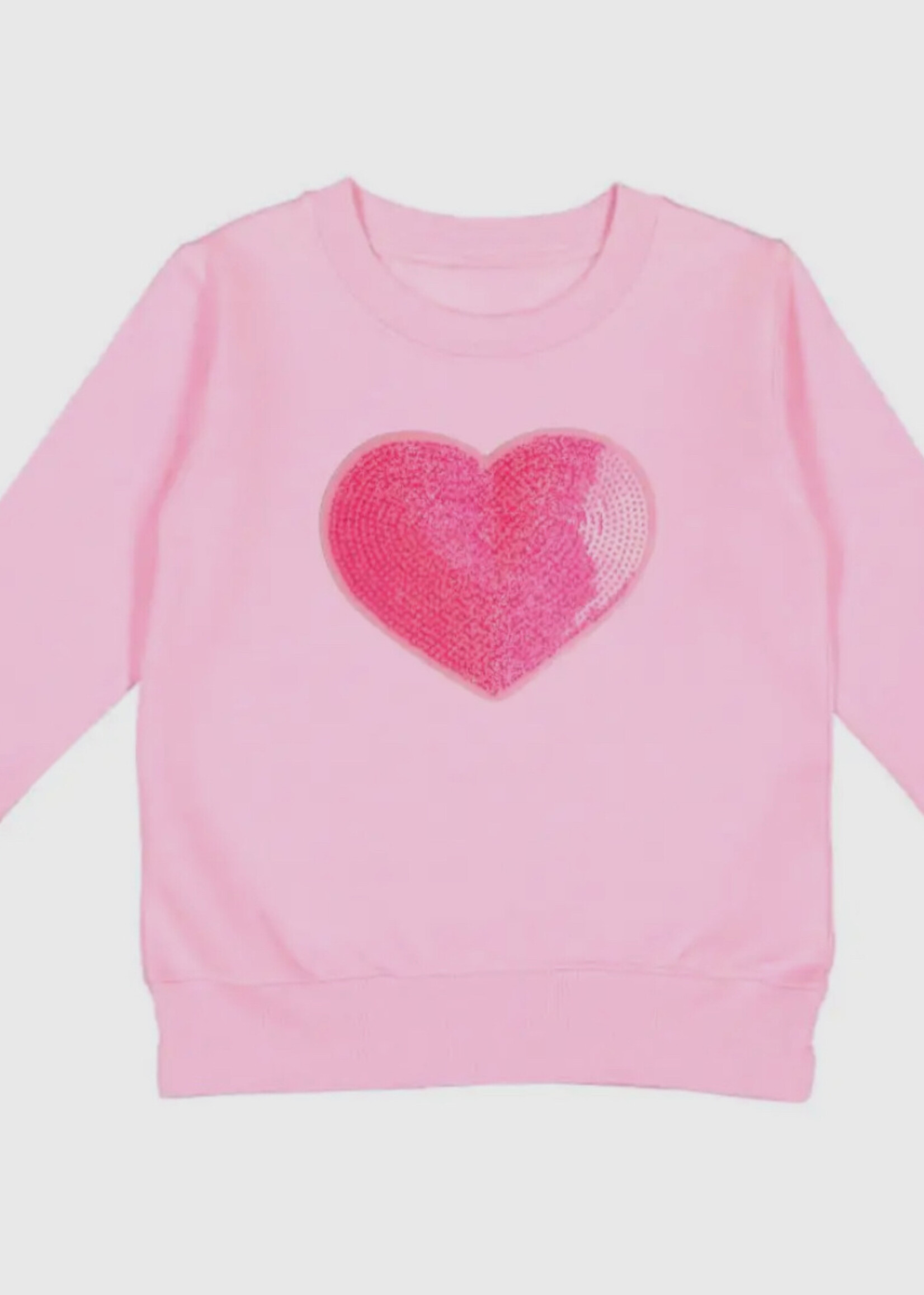 Sweet Wink Heart Sequin Patch Valentines Day Sweatshirt