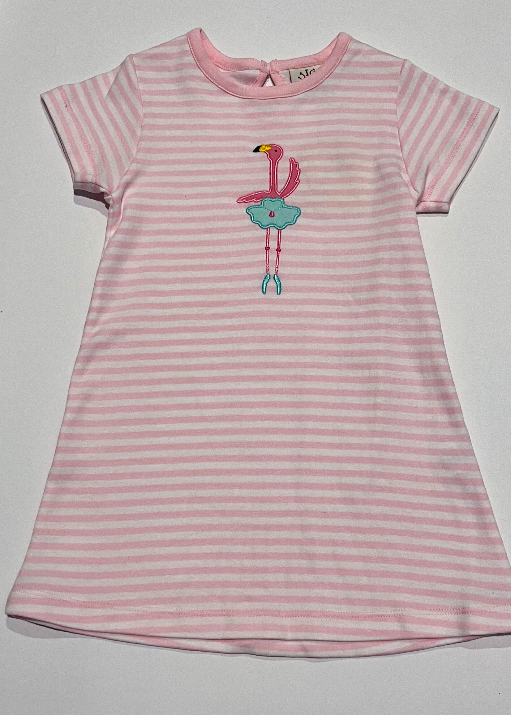 Luigi Kids Stripe A-Line Dress Ballerina Flamingo