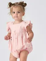 Pink Chicken baby girl elsie bubble - ballerina embroidery
