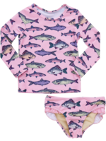 Pink Chicken girls rash guard set