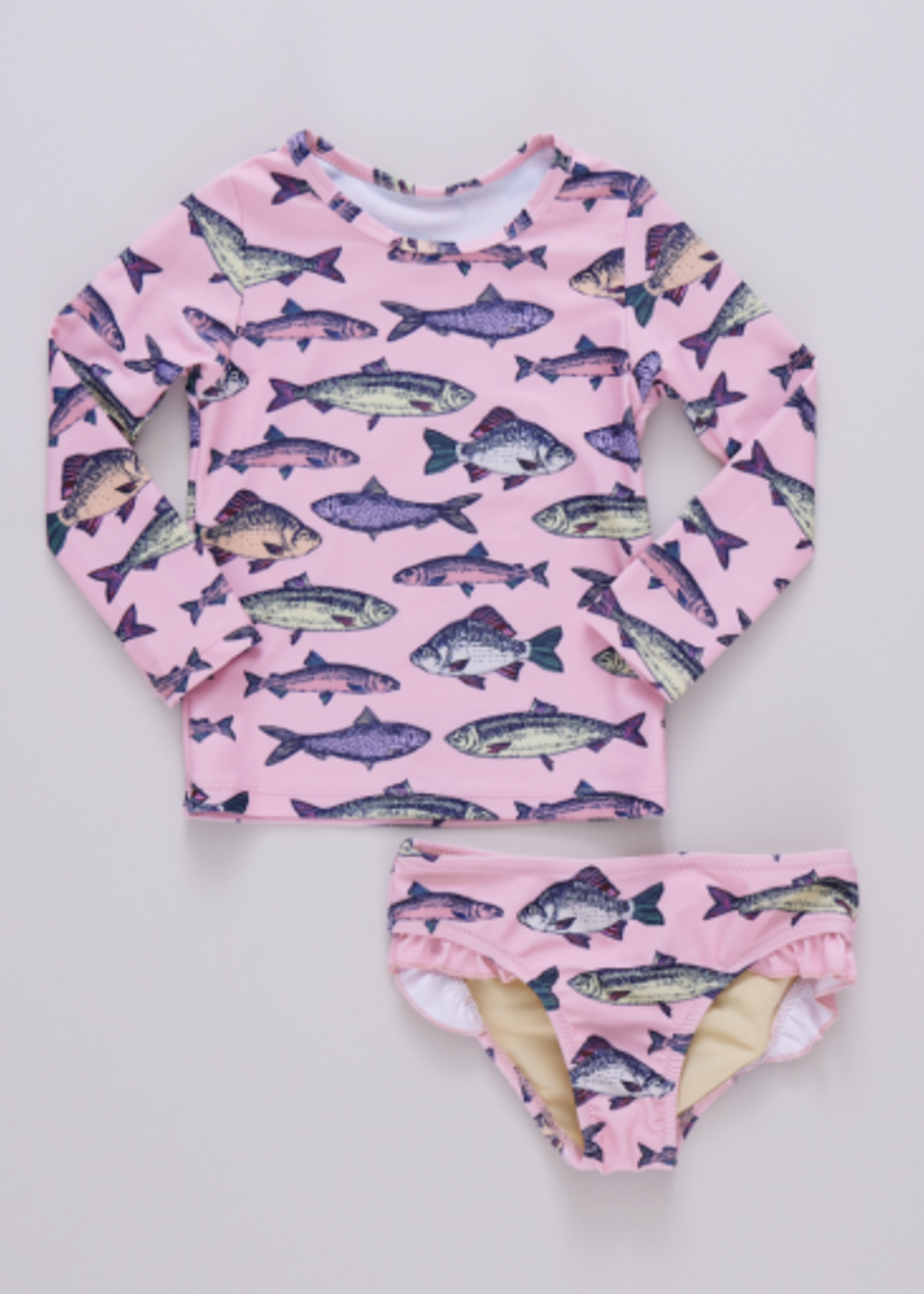 Pink Chicken girls rash guard set