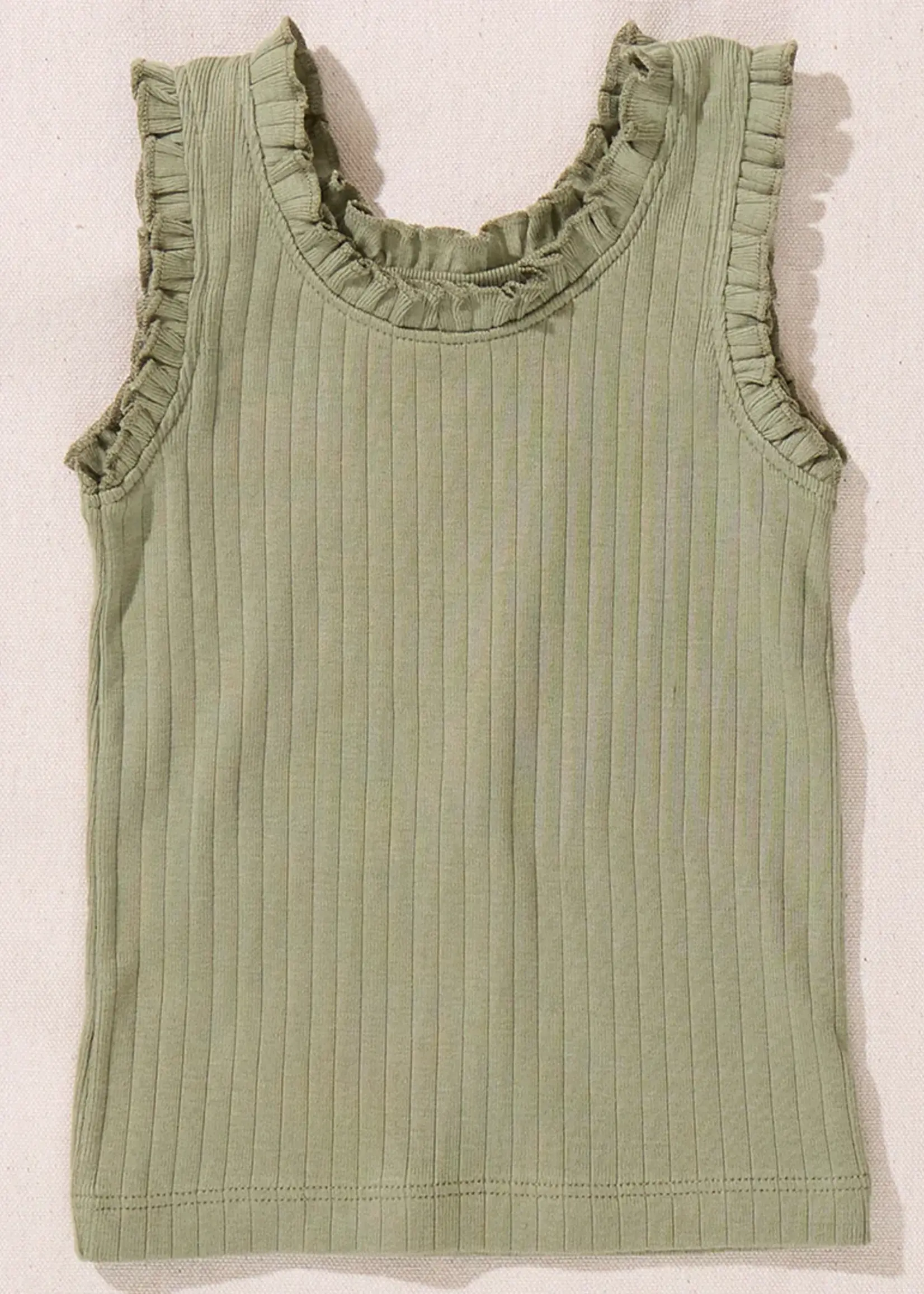 Pink Chicken joy ruffle rib tank