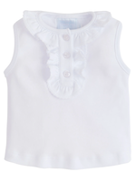 Little English | BISBY Ruffled Henley - White