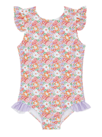 Minnow girls island blossom ruffle cap sleeve rashguard one piece