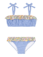 Minnow girls sky blue gingham bandeau tie strap bikini
