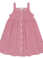 Minnow girls pink sands french terry square neck button up dress
