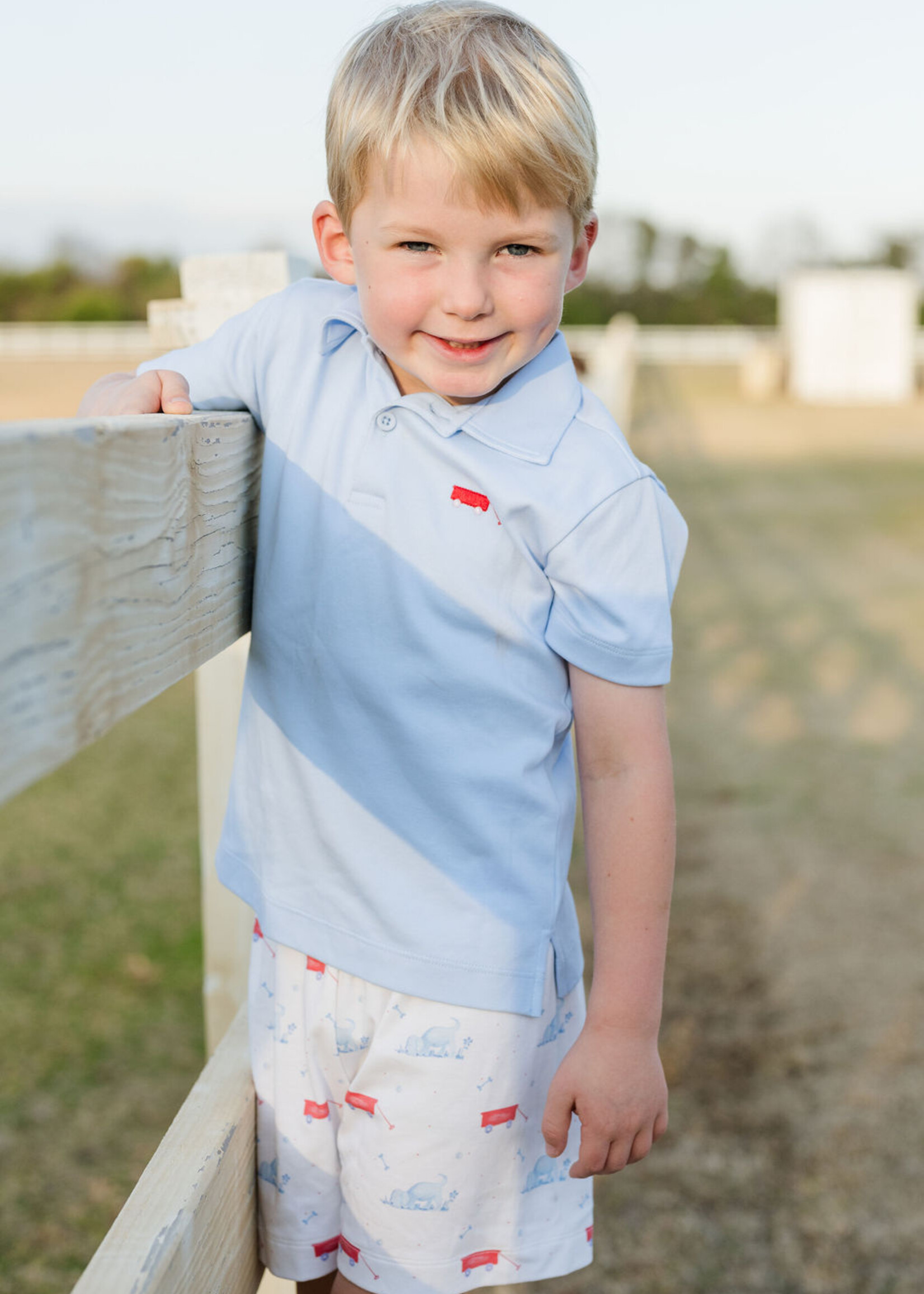 James and Lottie Blue Polo w/ Wagon
