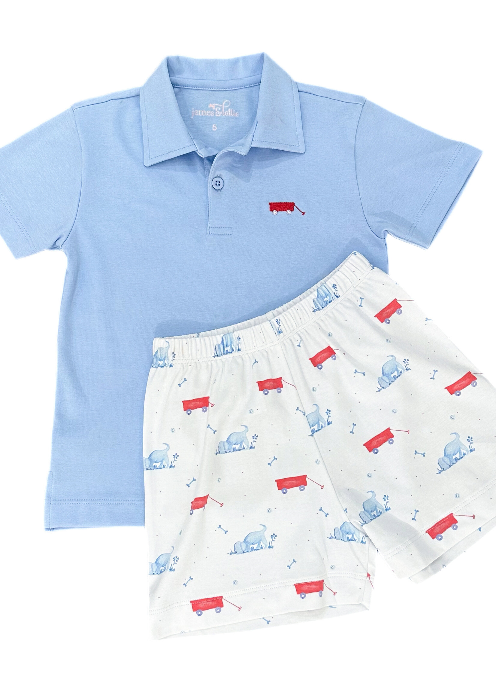 James and Lottie Blue Polo w/ Wagon