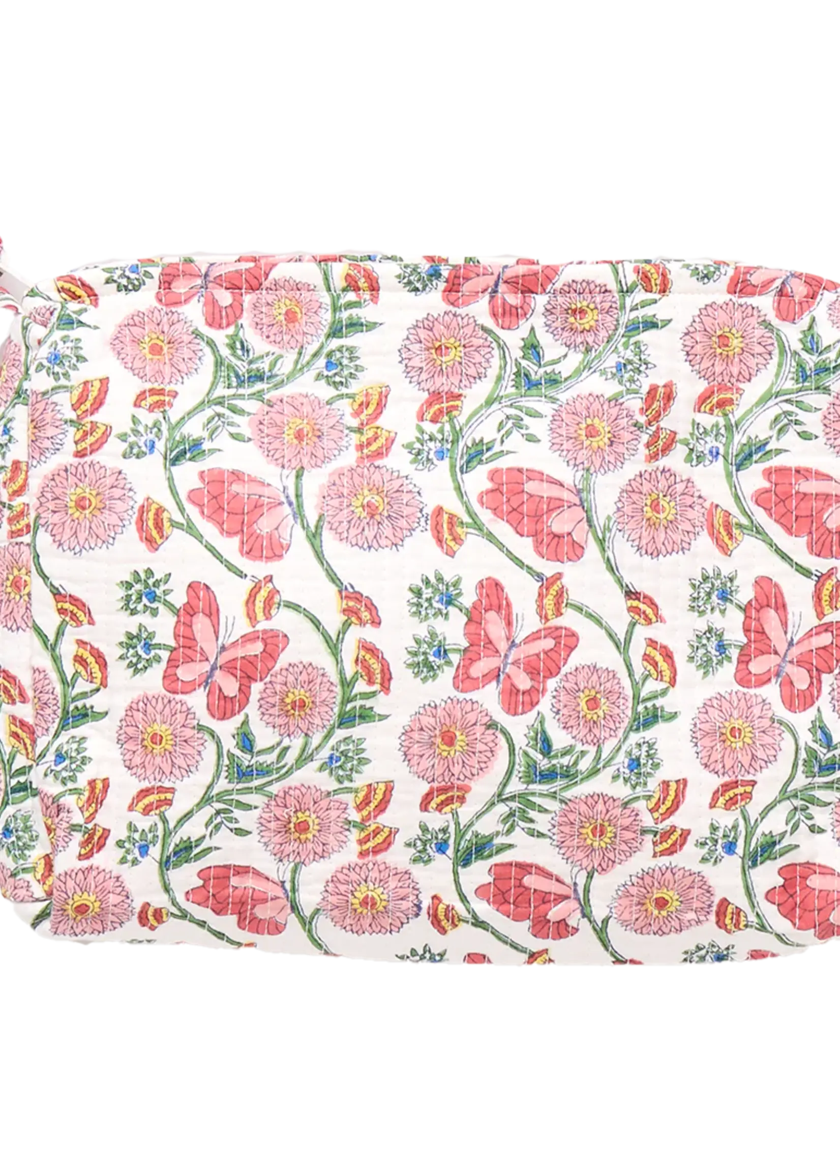 Pink Chicken large quilted pouch