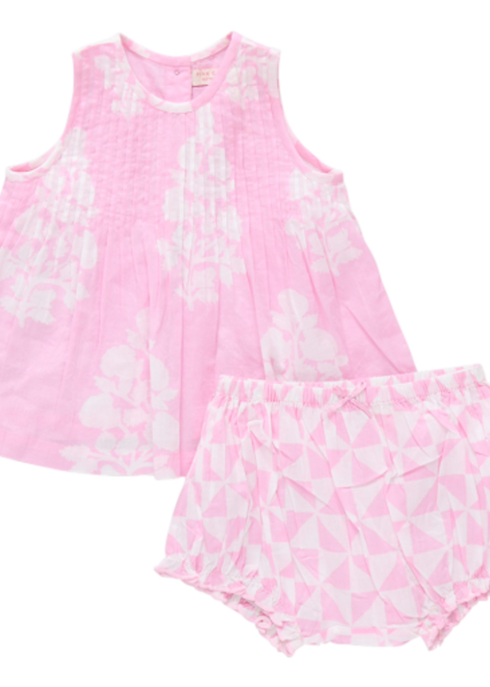 Pink Chicken baby girls jaipur 2-piece set - pink bouquet floral