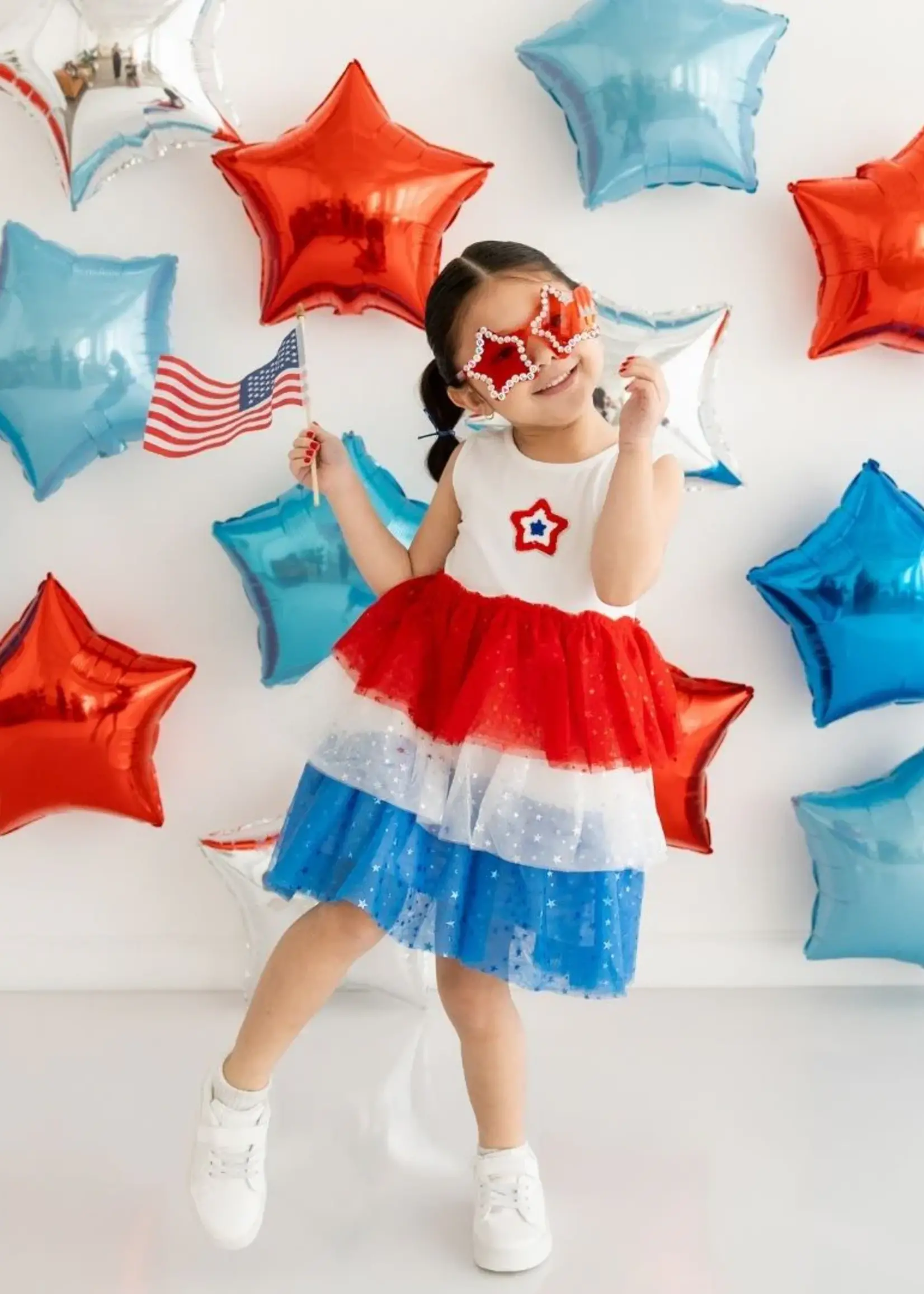 Sweet Wink Patriotic Star Patch Tank Tutu Dress