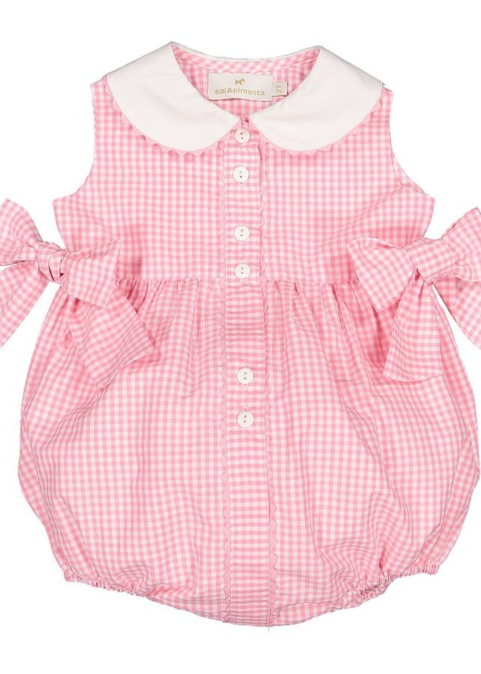 Sal & Pimenta Gingham Mix Pink Romper