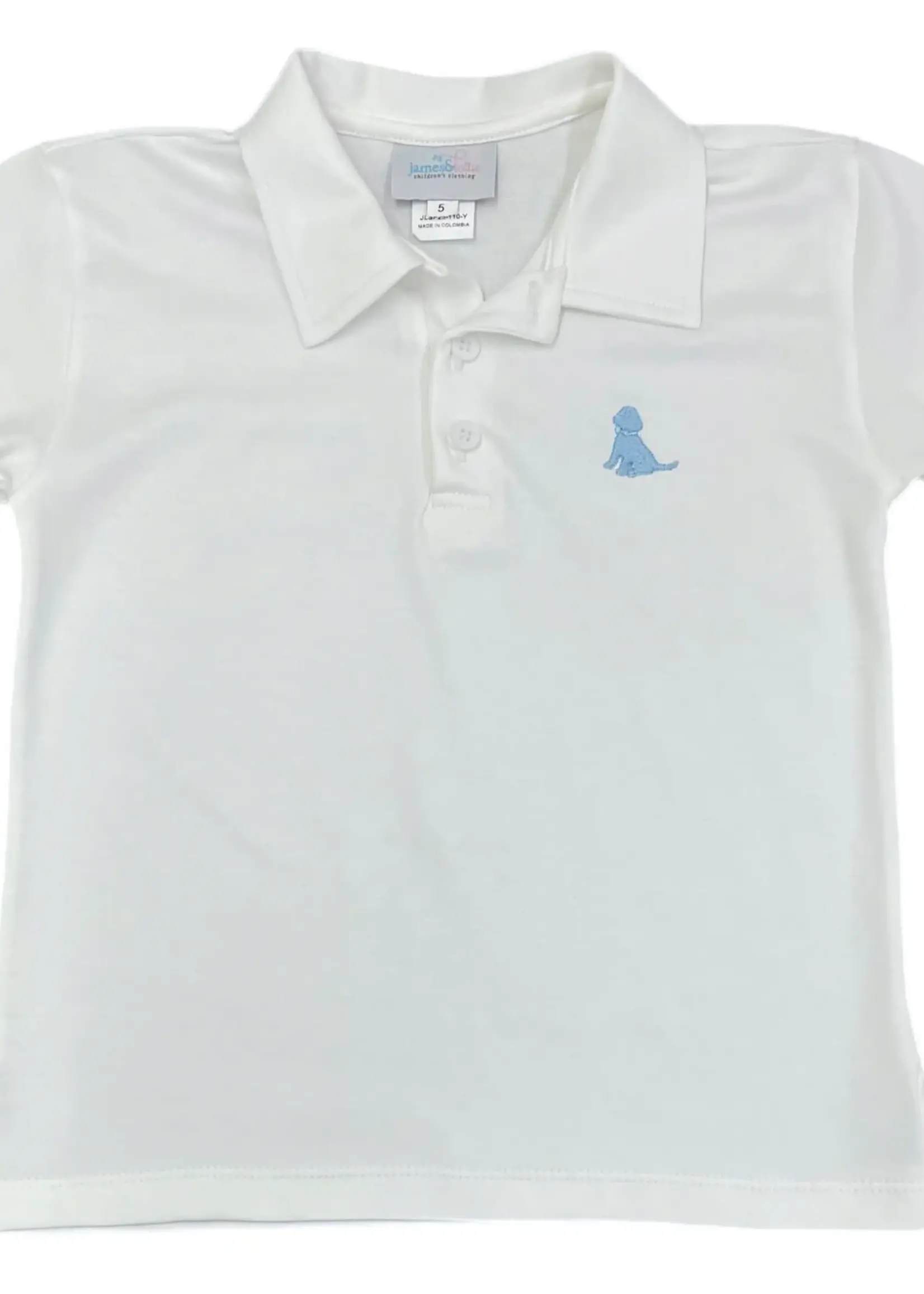 James and Lottie White Polo w/ Light Blue Puppy