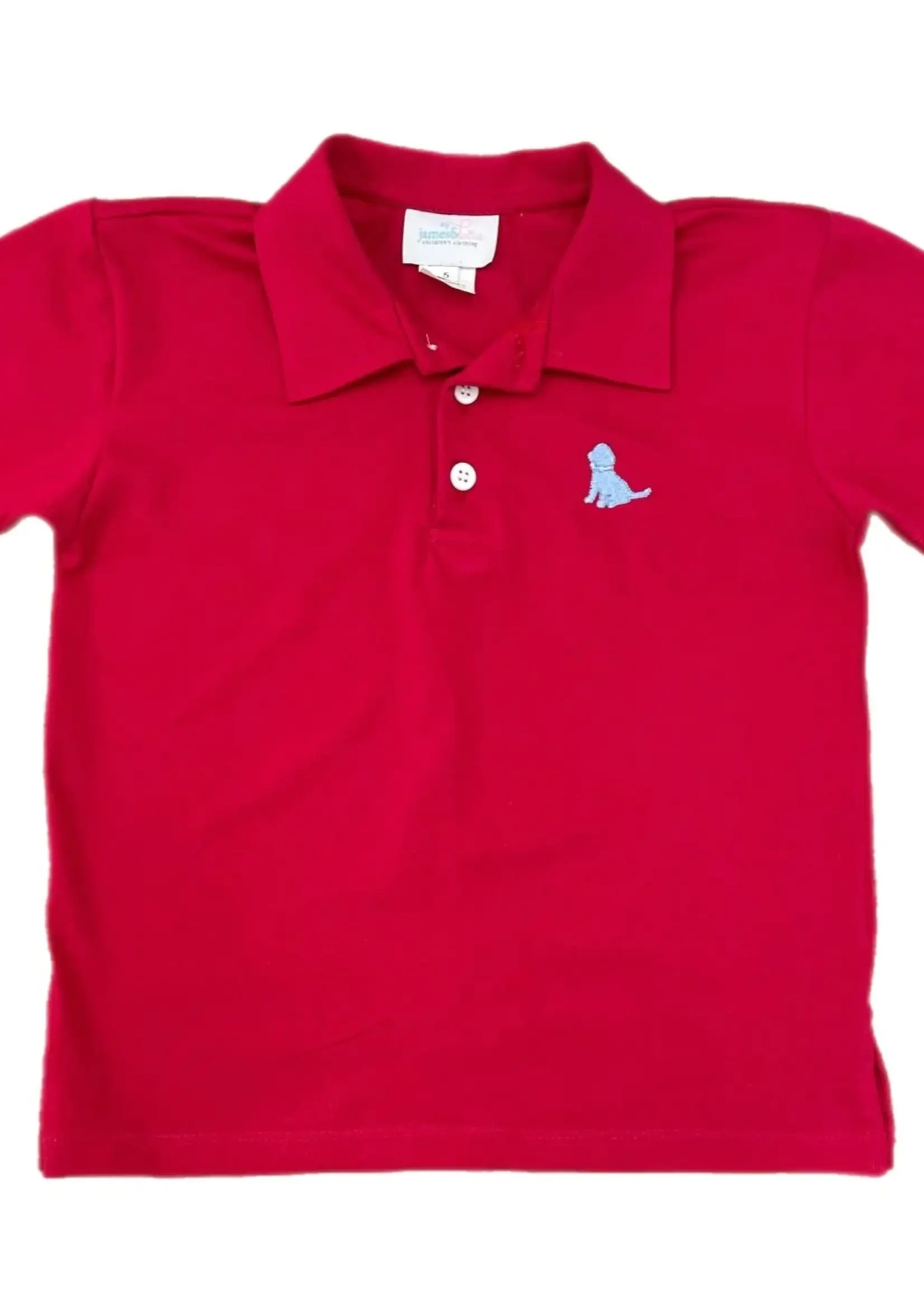 James and Lottie Red Polo w/ Blue Puppy