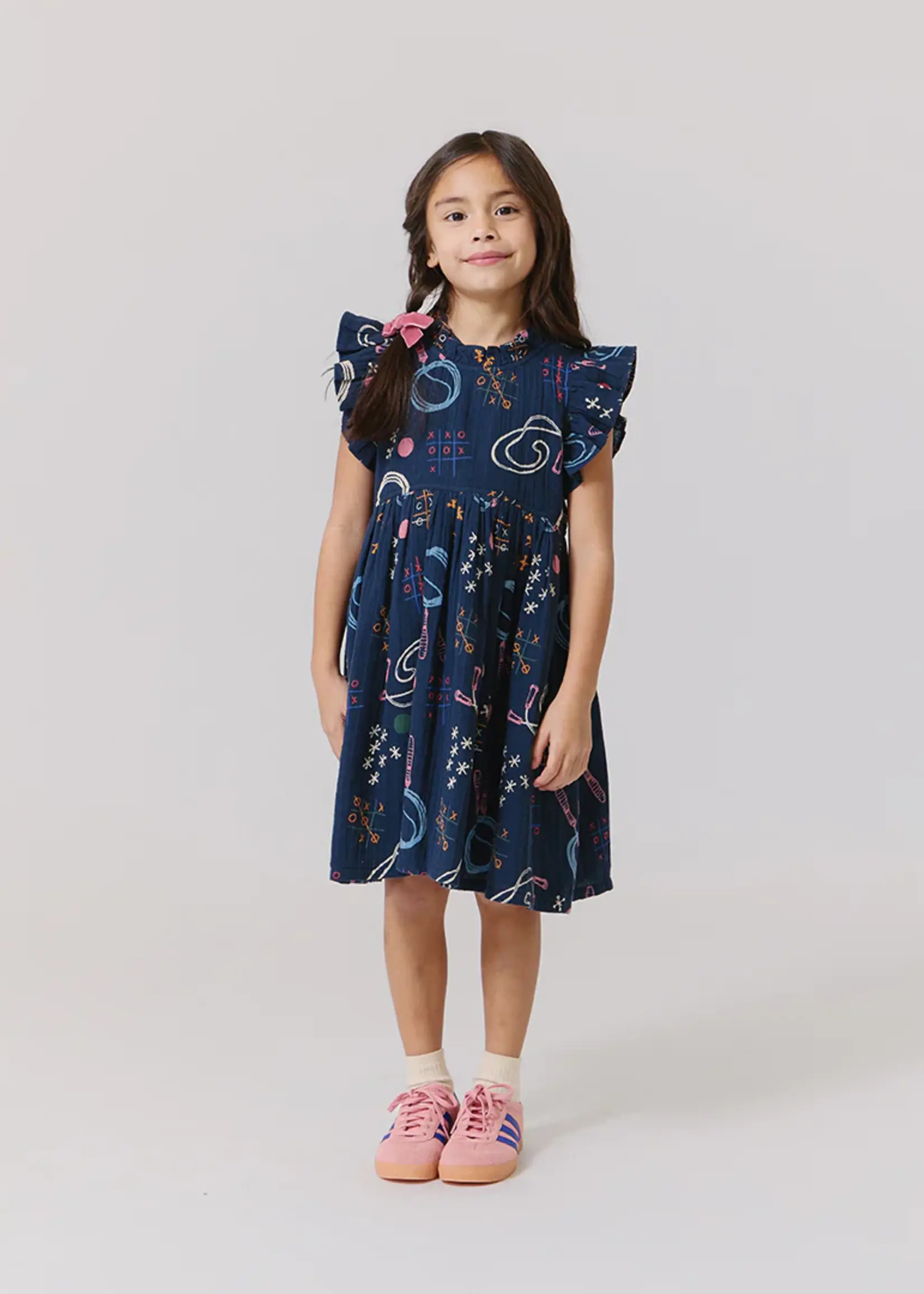 Pink Chicken girls jennifer dress - tic tac toe