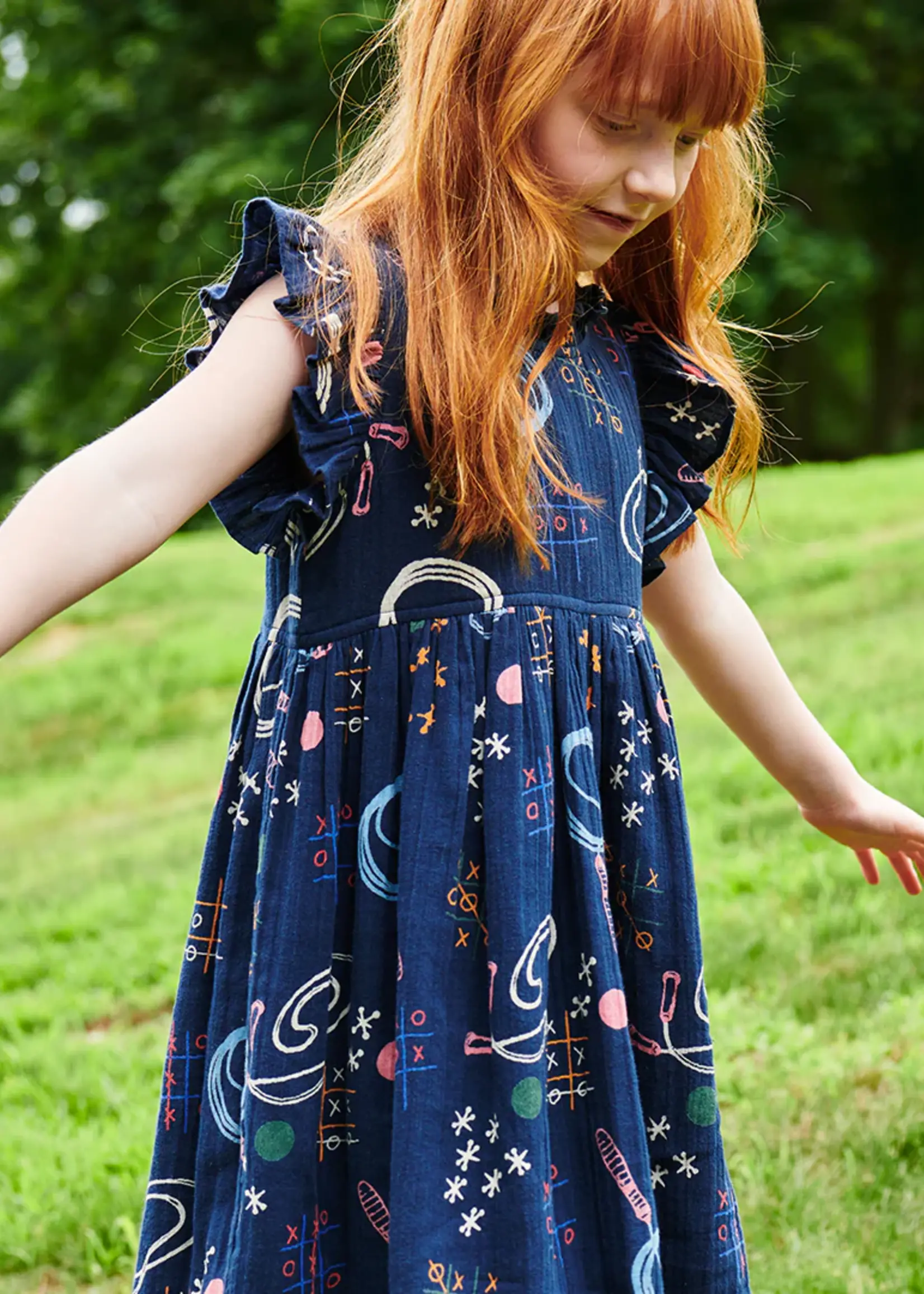 Pink Chicken girls jennifer dress - tic tac toe