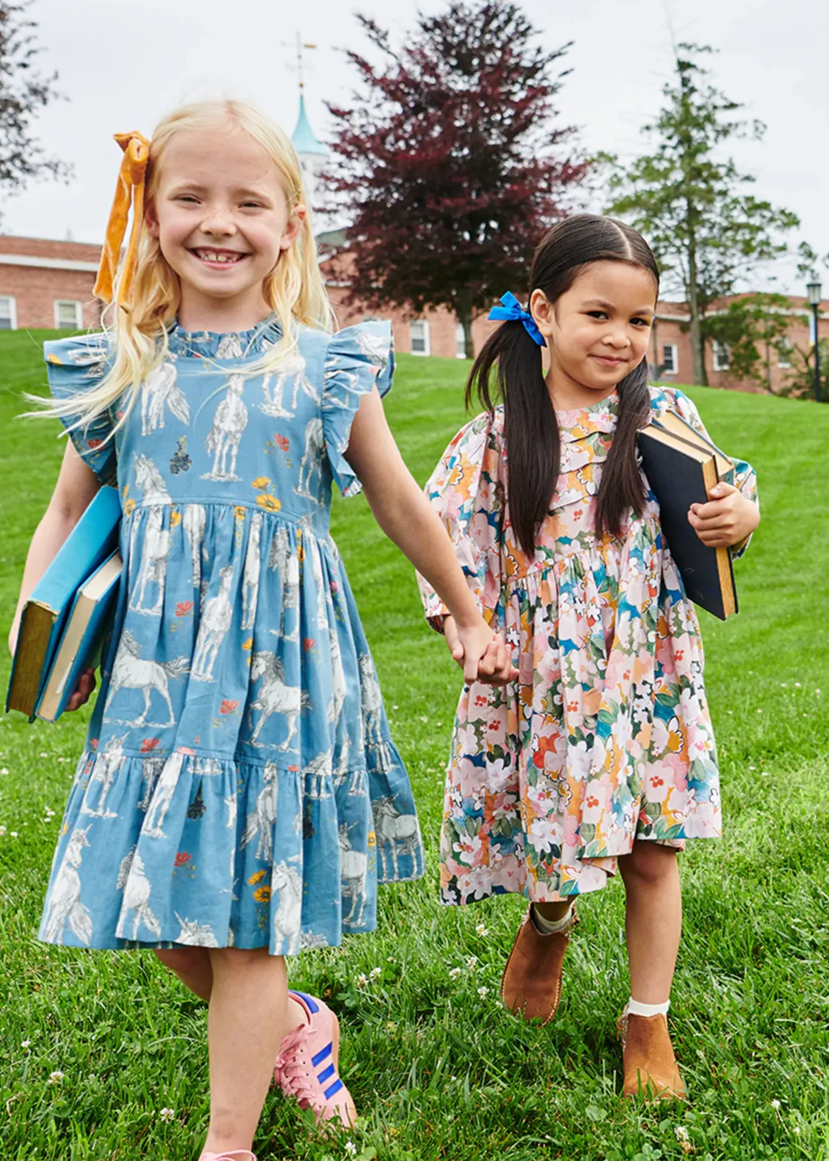 Pink Chicken girls jennifer dress - unicorn field