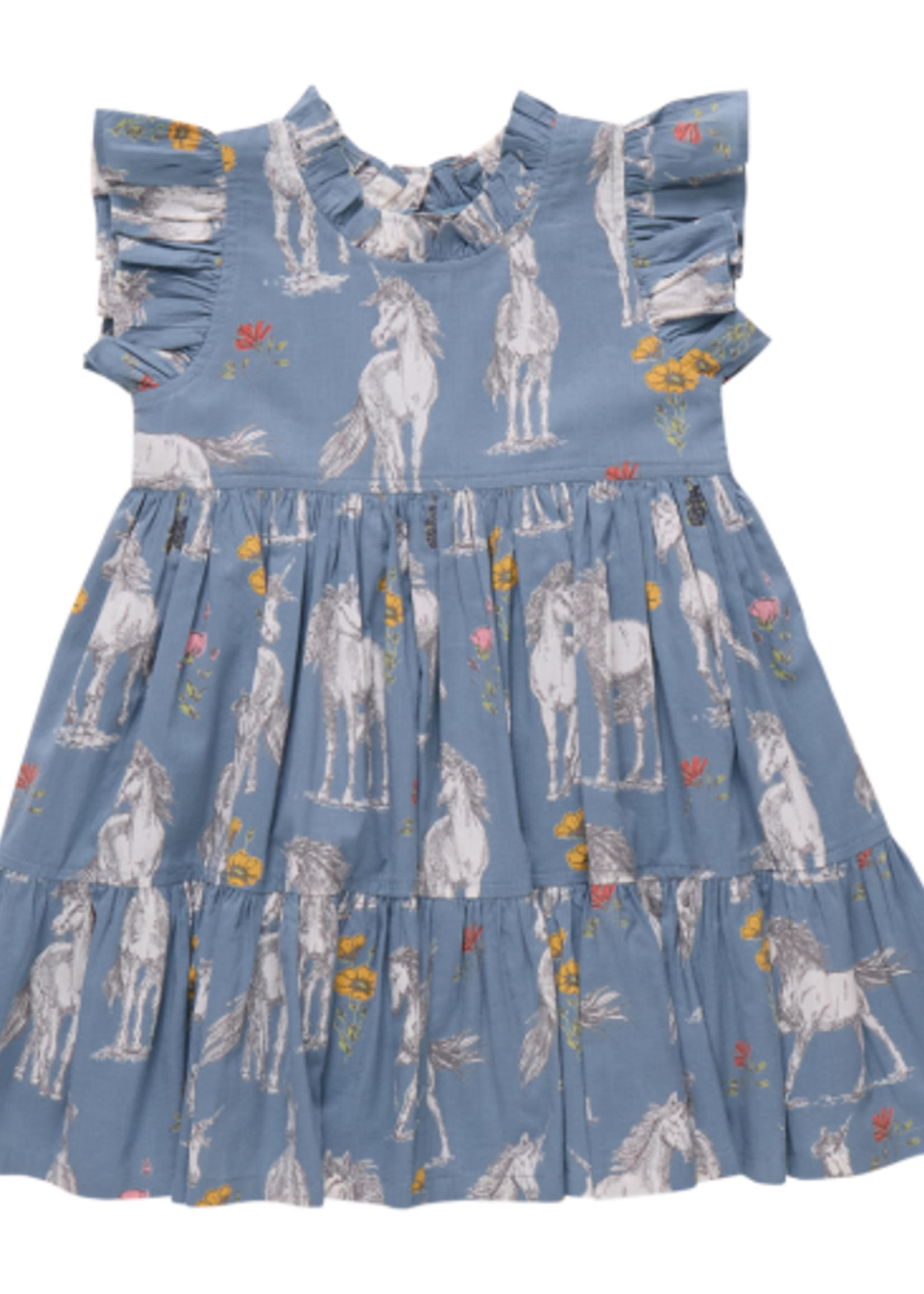 Pink Chicken girls jennifer dress - unicorn field