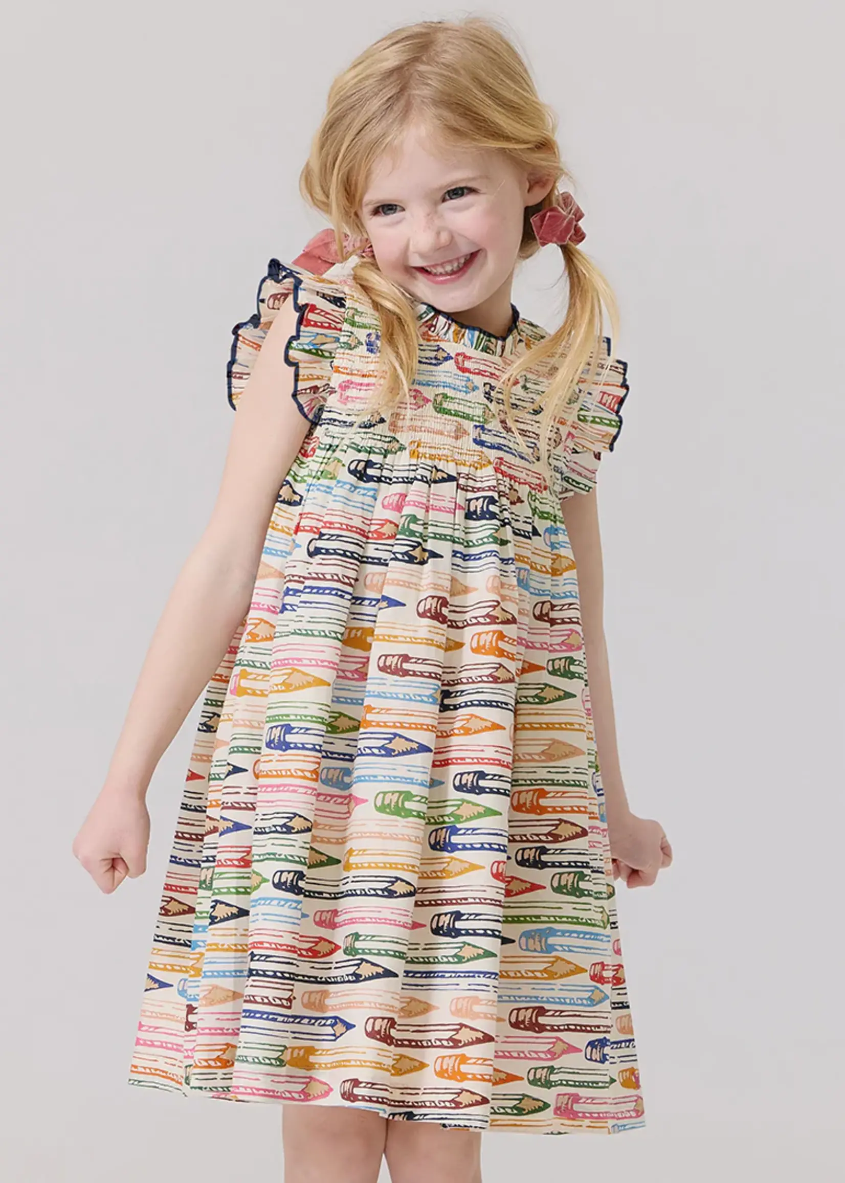 Pink Chicken girls stevie dress - colored pencils