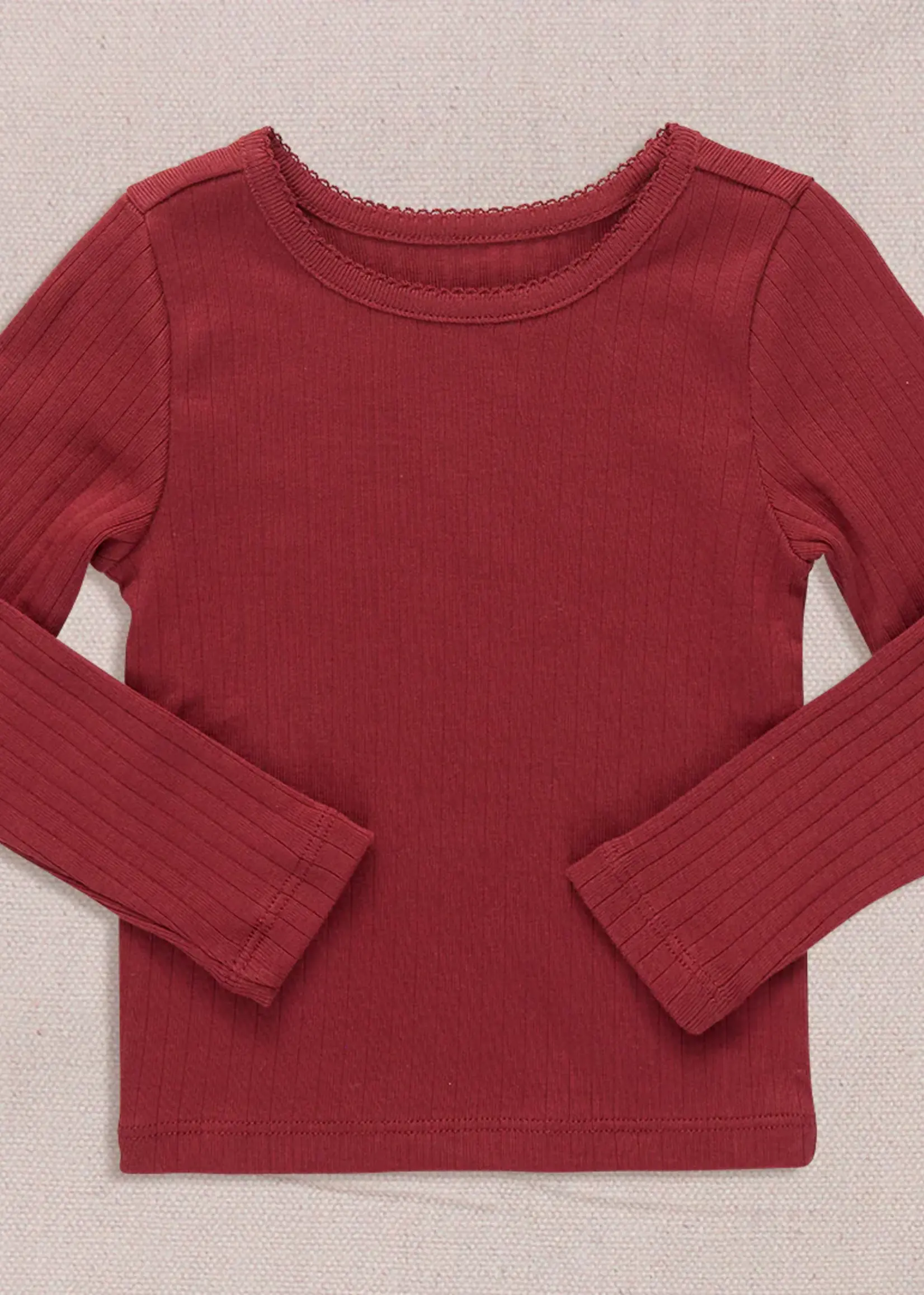 Pink Chicken seesaw long sleeve rib t-shirt - dark red