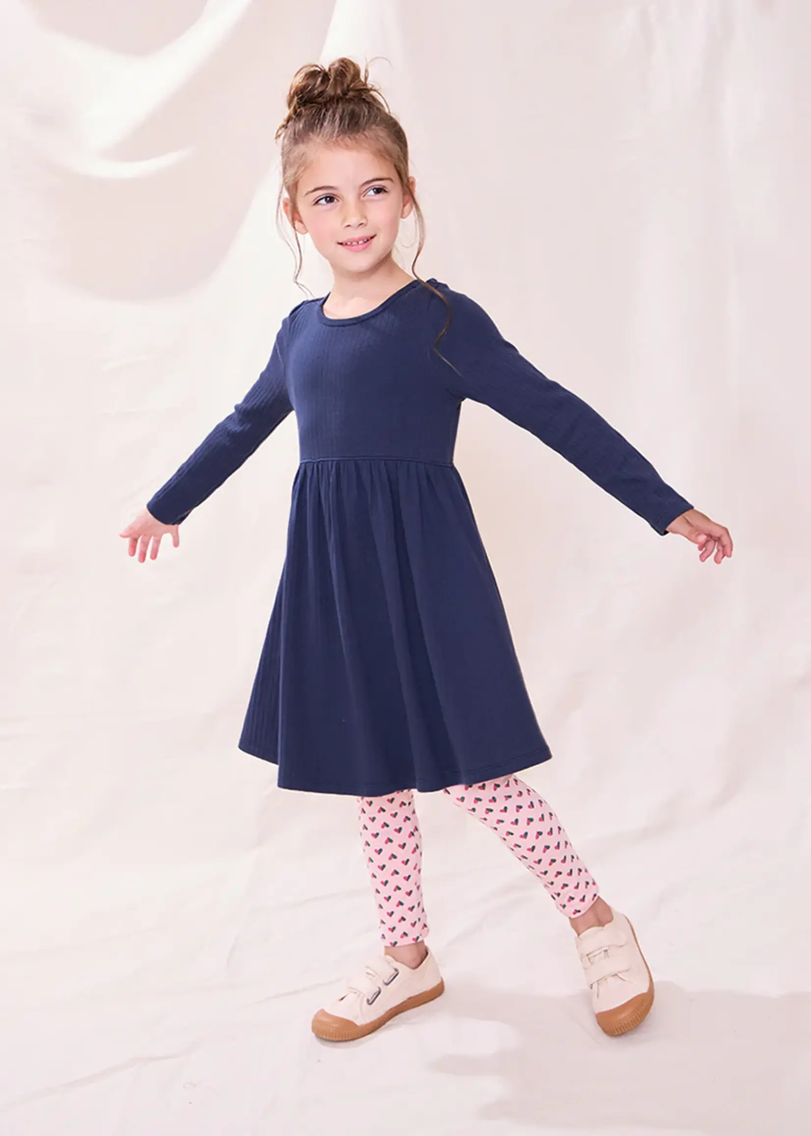 Pink Chicken sunny long sleeve rib dress