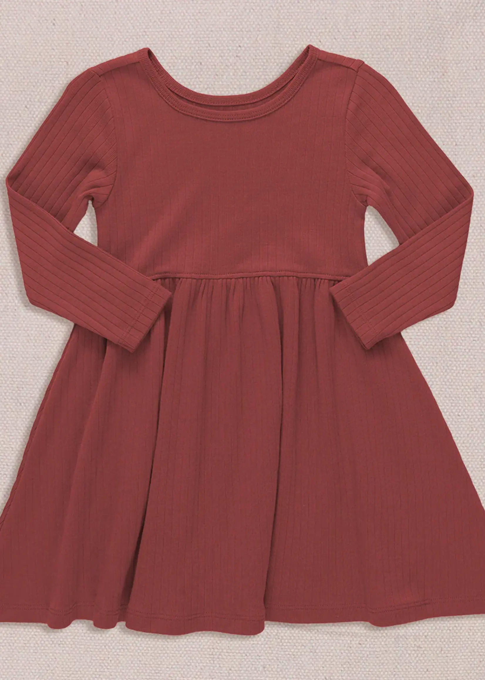 Pink Chicken sunny long sleeve rib dress - dark red
