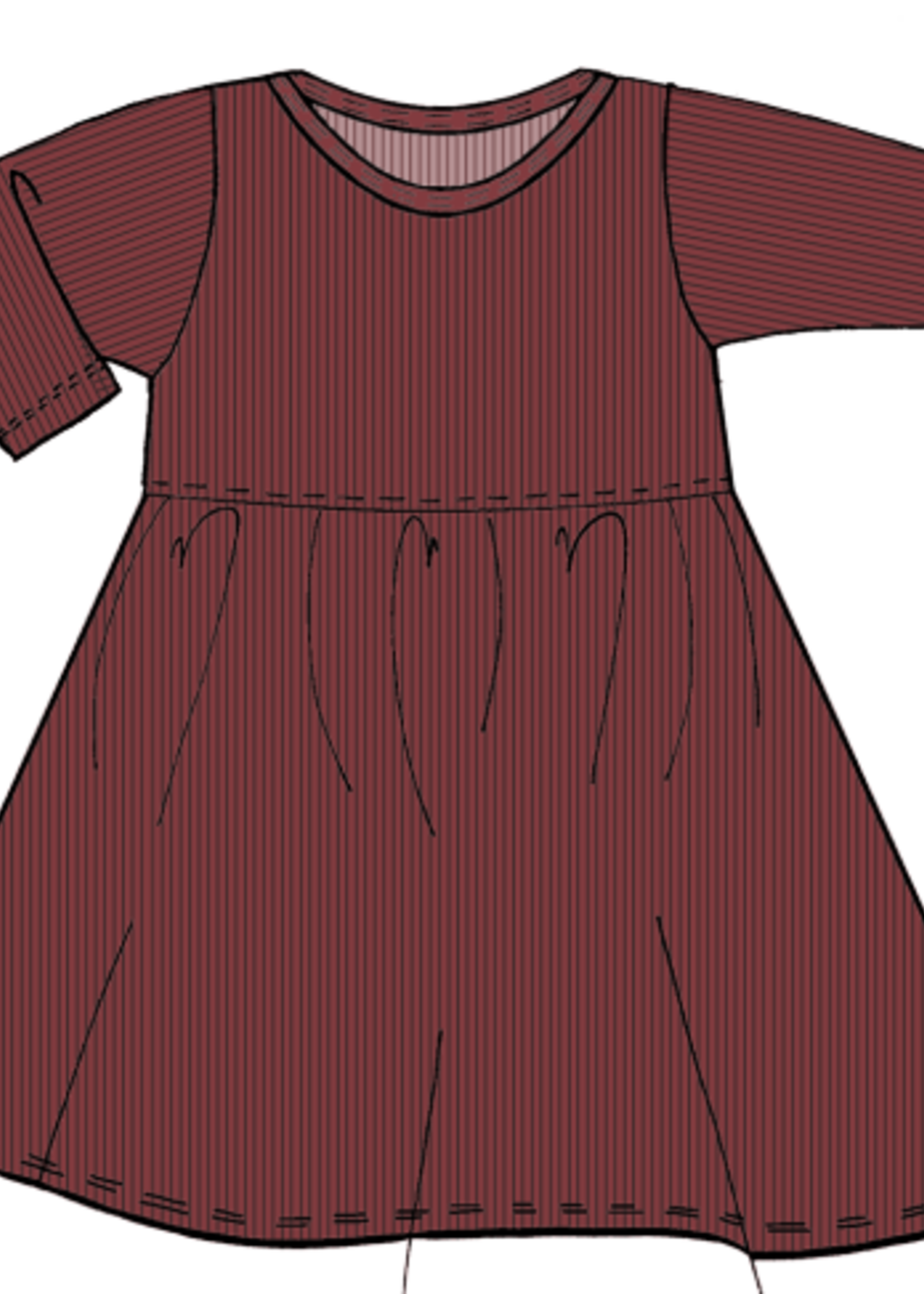 Pink Chicken sunny long sleeve rib dress - dark red