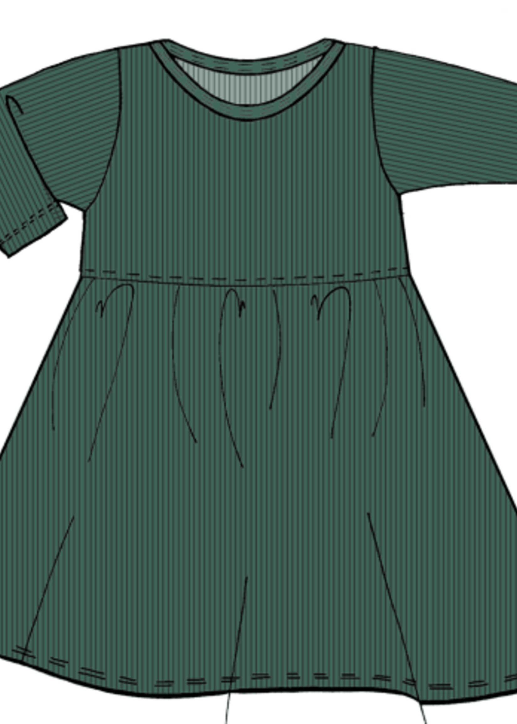 Pink Chicken sunny long sleeve rib dress - pine