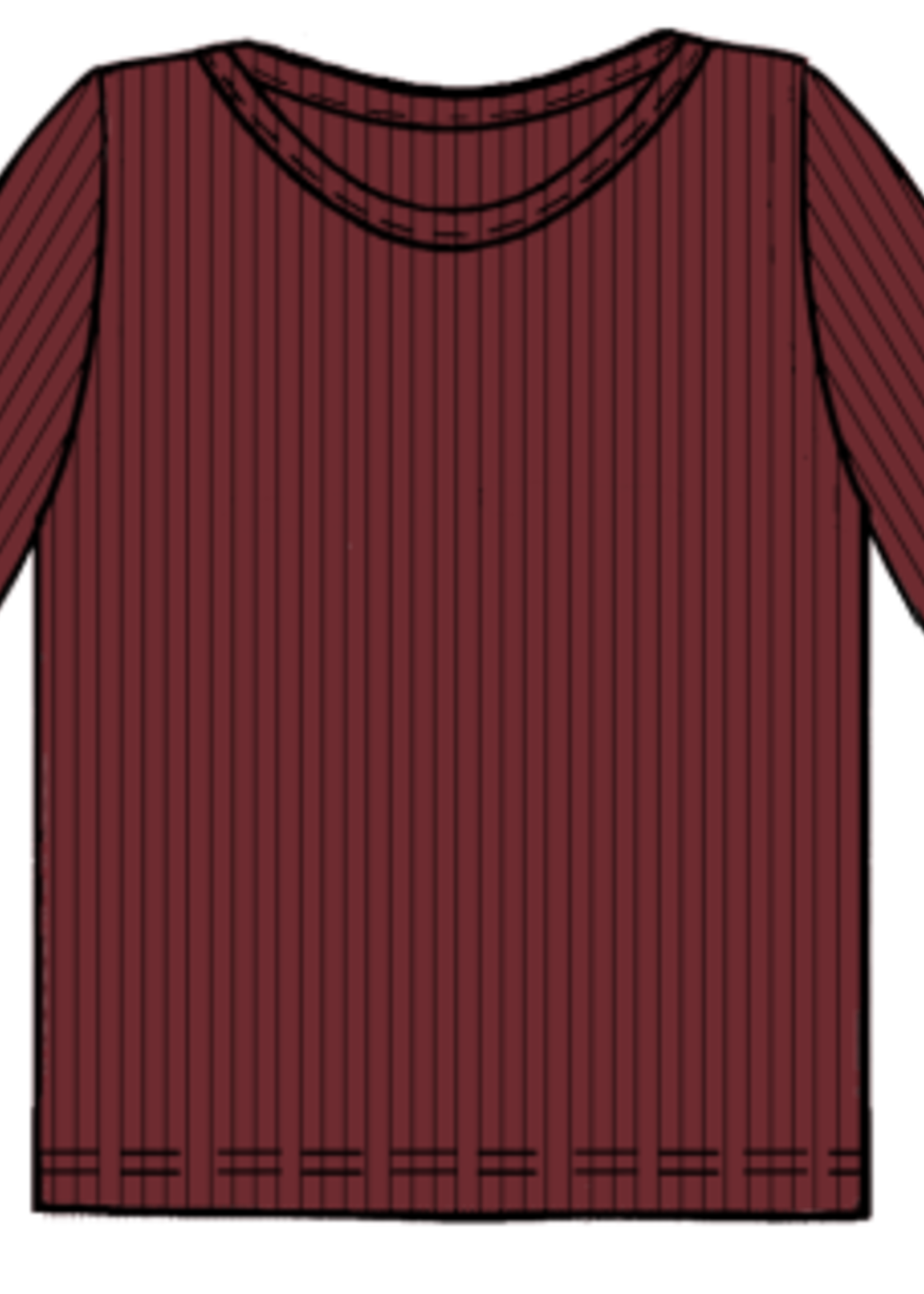 Pink Chicken seesaw long sleeve rib t-shirt - dark red