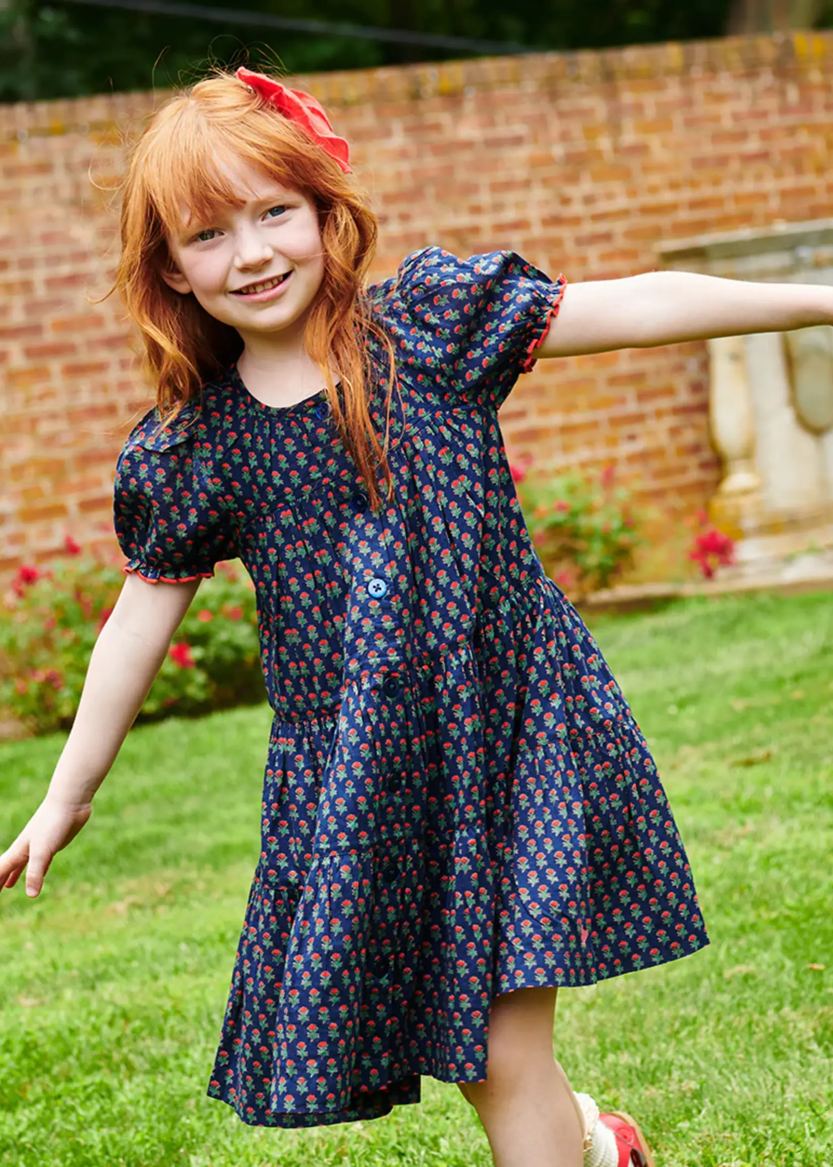 Pink Chicken girls elizabeth dress - navy carnation