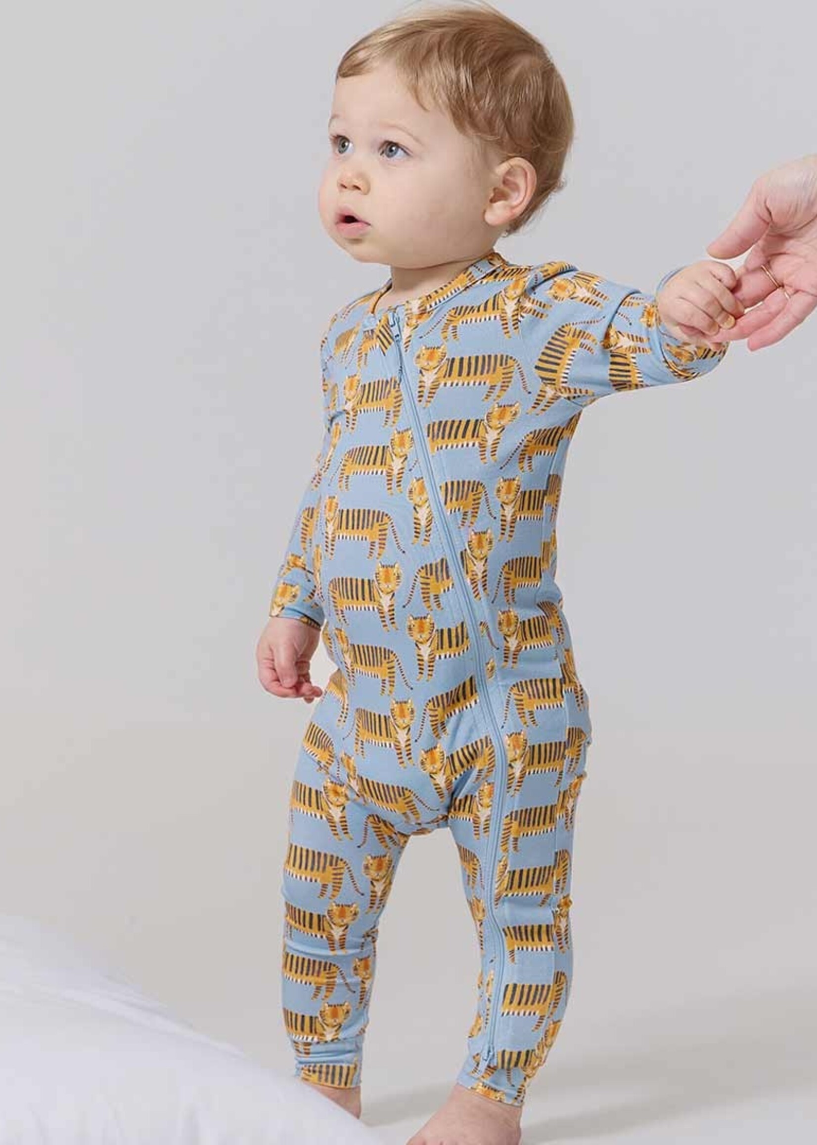 Pink Chicken baby bamboo romper - tigers