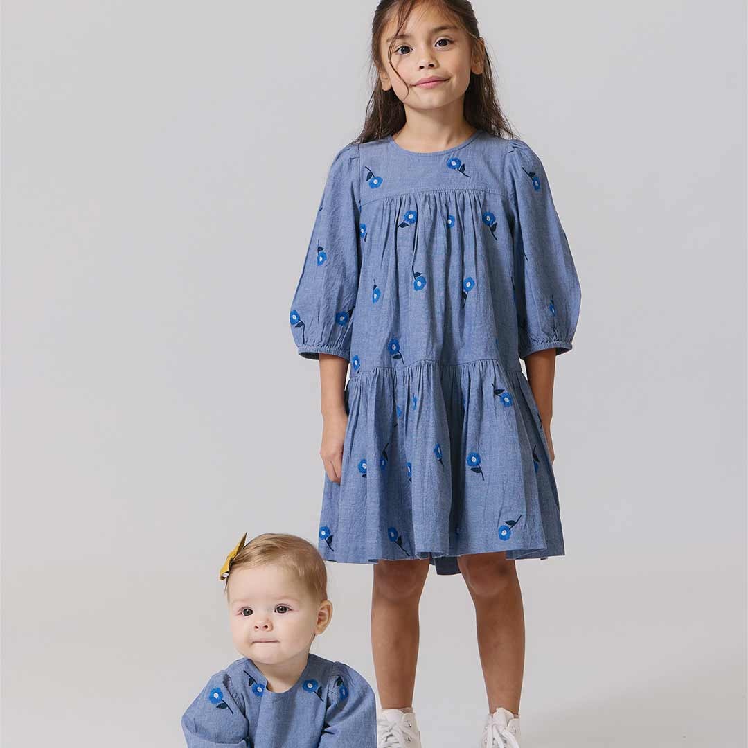 fiona blue dress Foxcroft Fiona Plus Seersucker 3/4 Sleeve Dress Seersucker Thin Stripe / 1X main image 1