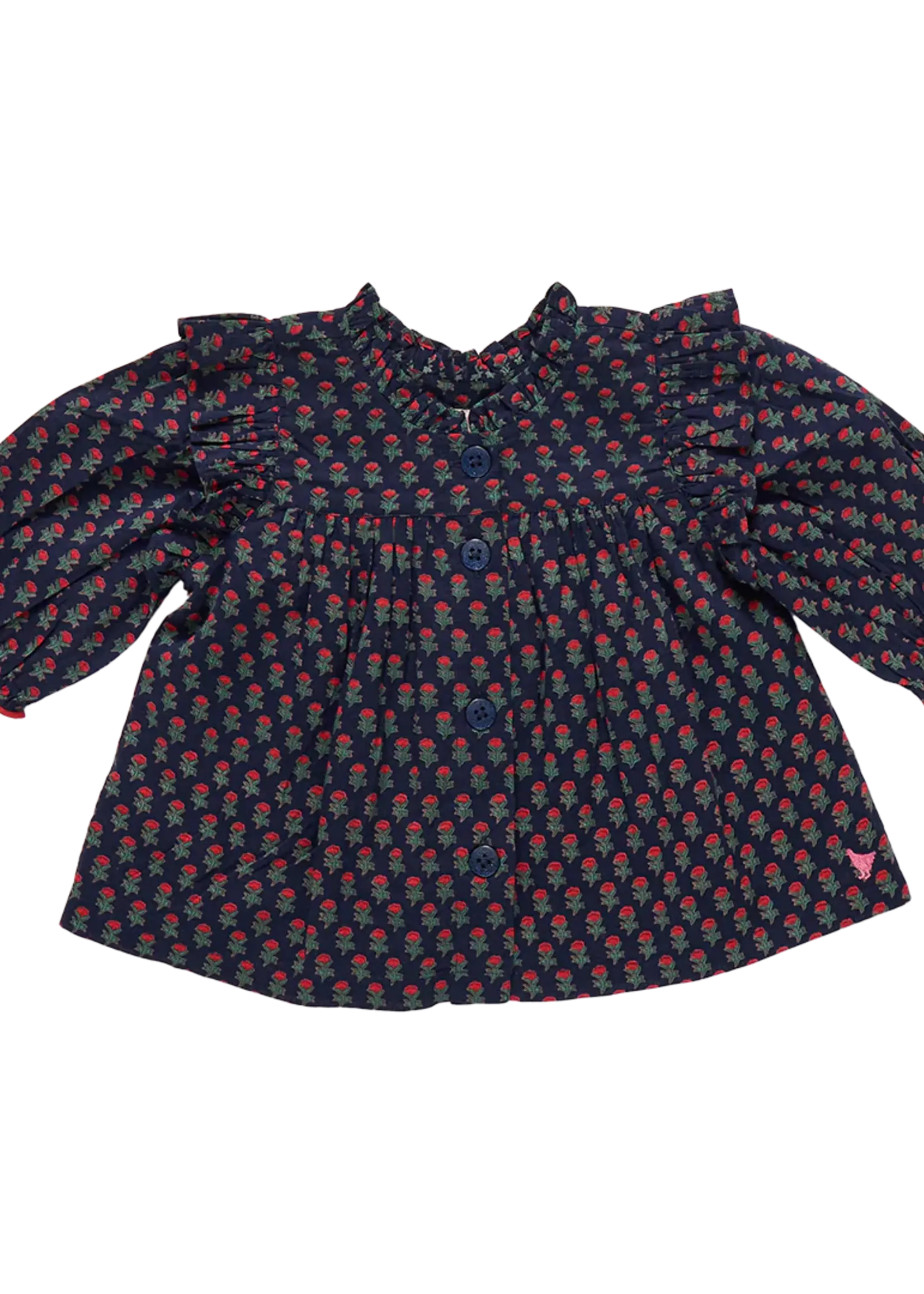 Pink Chicken girls kalani button up top - navy carnation