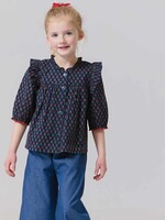 Pink Chicken girls kalani button up top - navy carnation