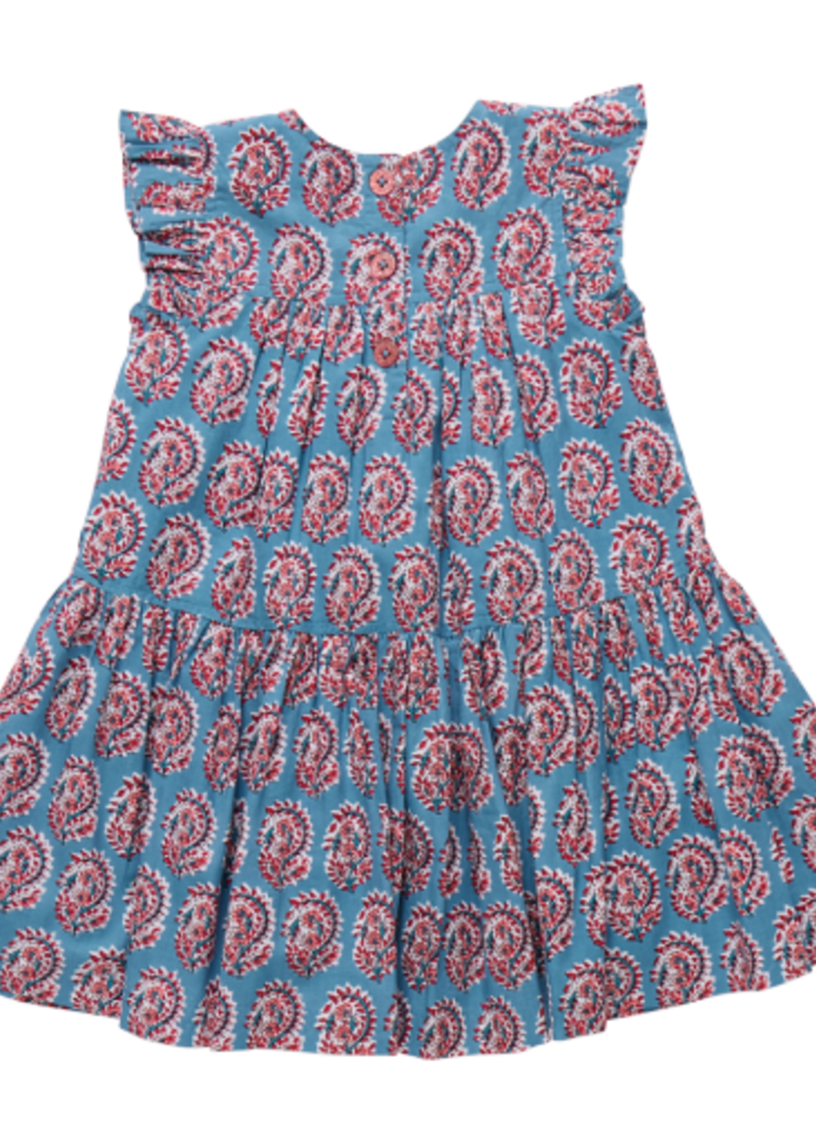 Pink Chicken girls fiona ruffle dress - blue paisley