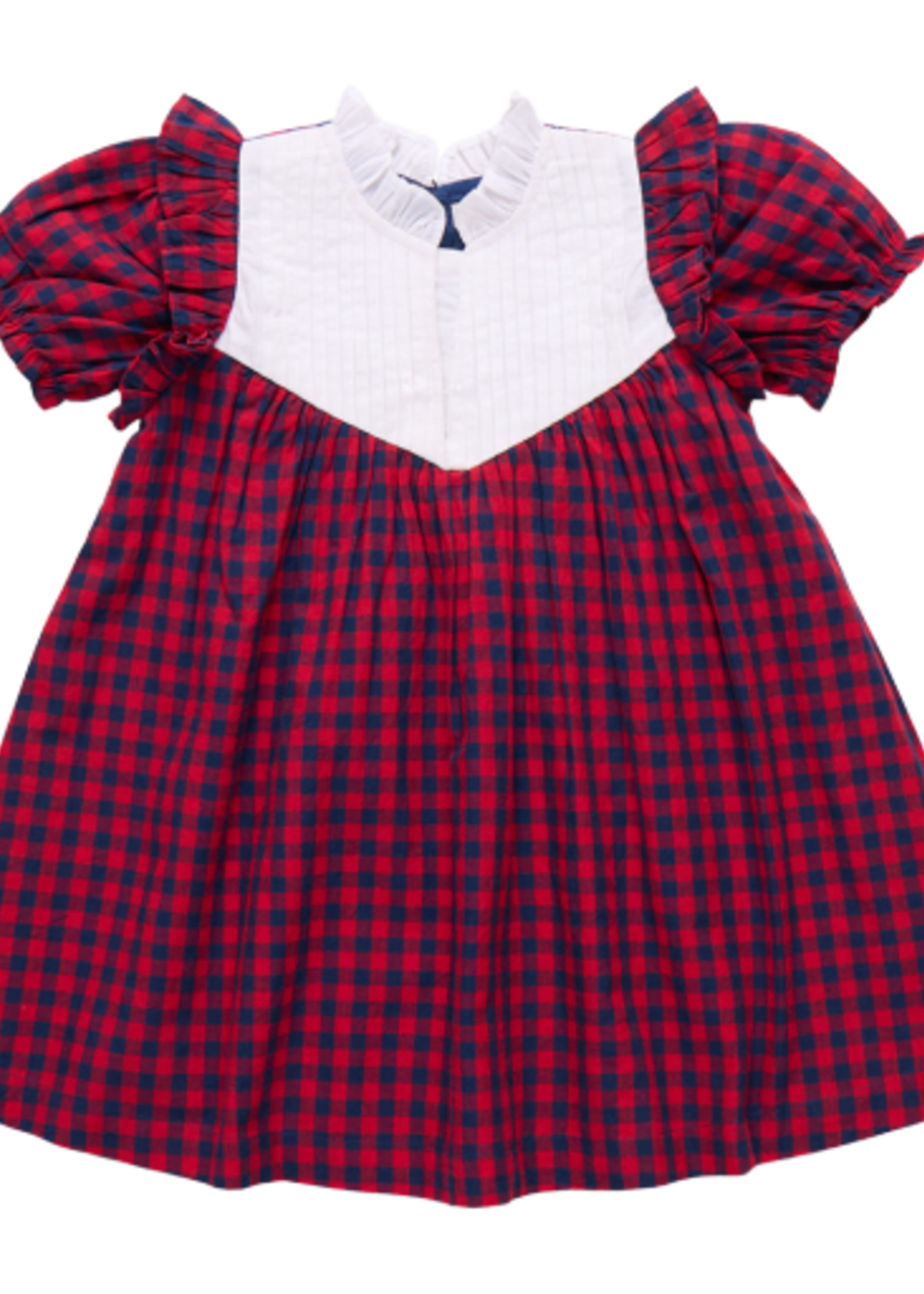 Pink Chicken girls imogen dress - red blue check