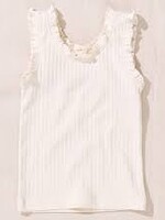 Pink Chicken joy ruffle rib tank