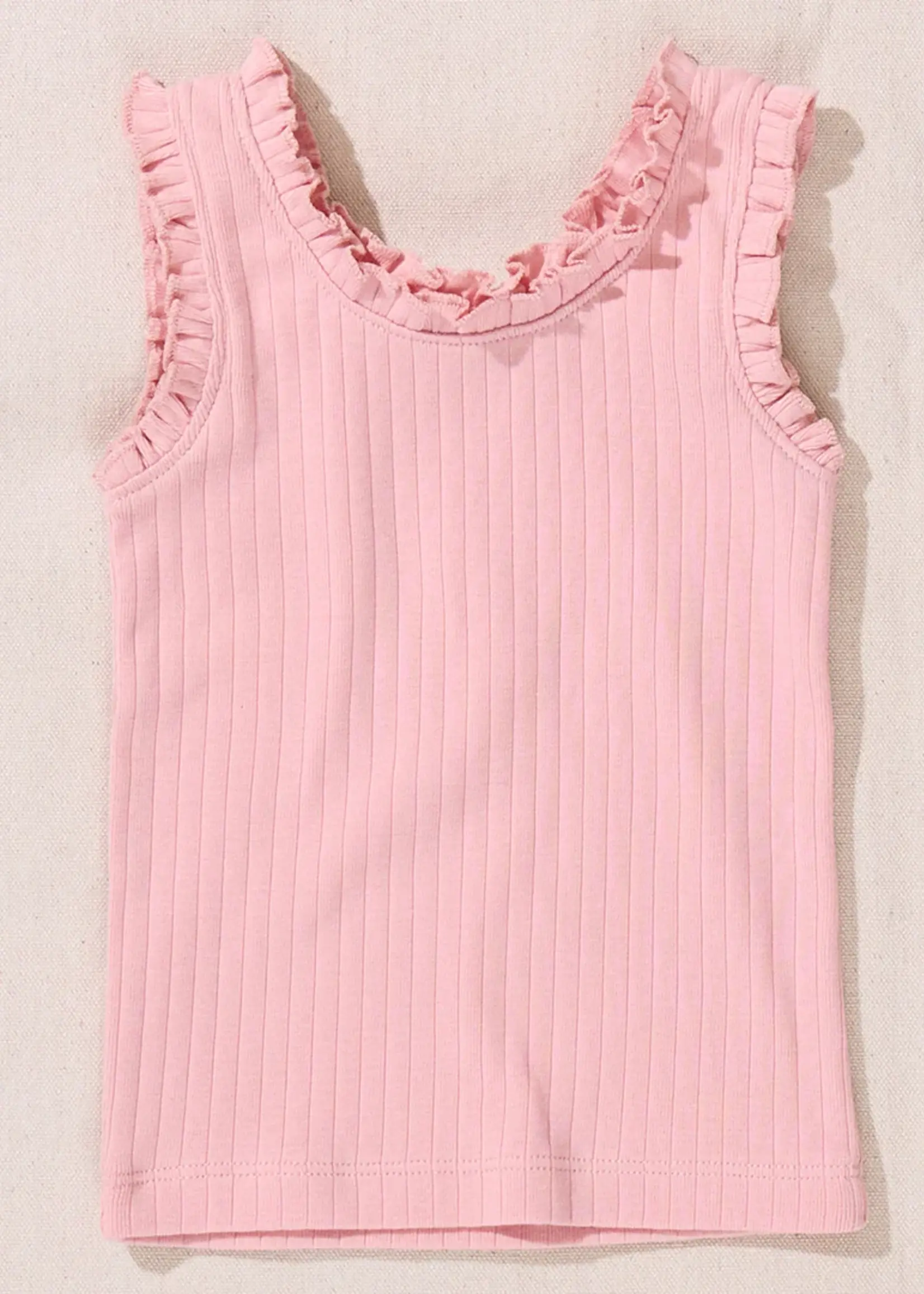 Pink Chicken joy ruffle rib tank