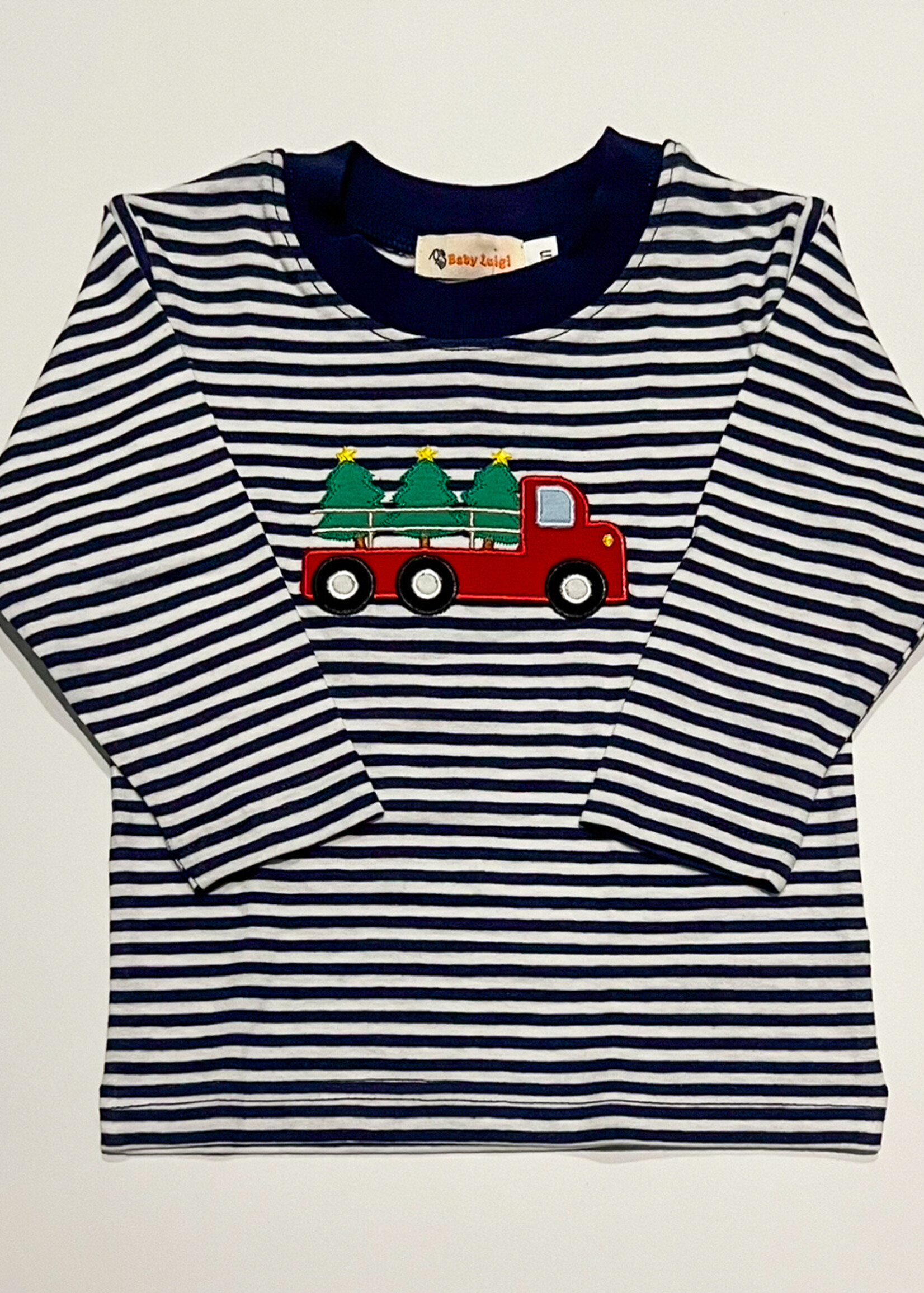 Luigi Kids Boys Stripe L/S Truck w/ 3 Christmas Trees