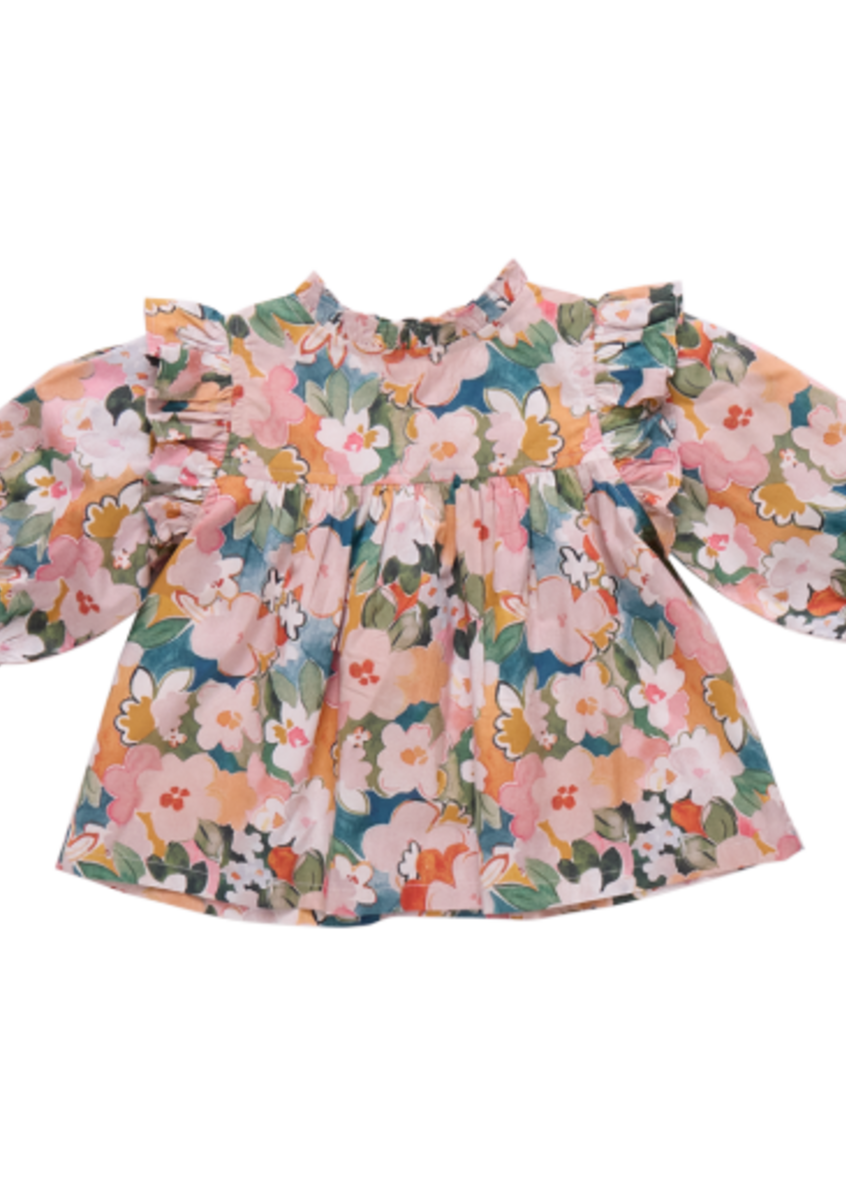 Pink Chicken girls kalani button up top - watercolor floral