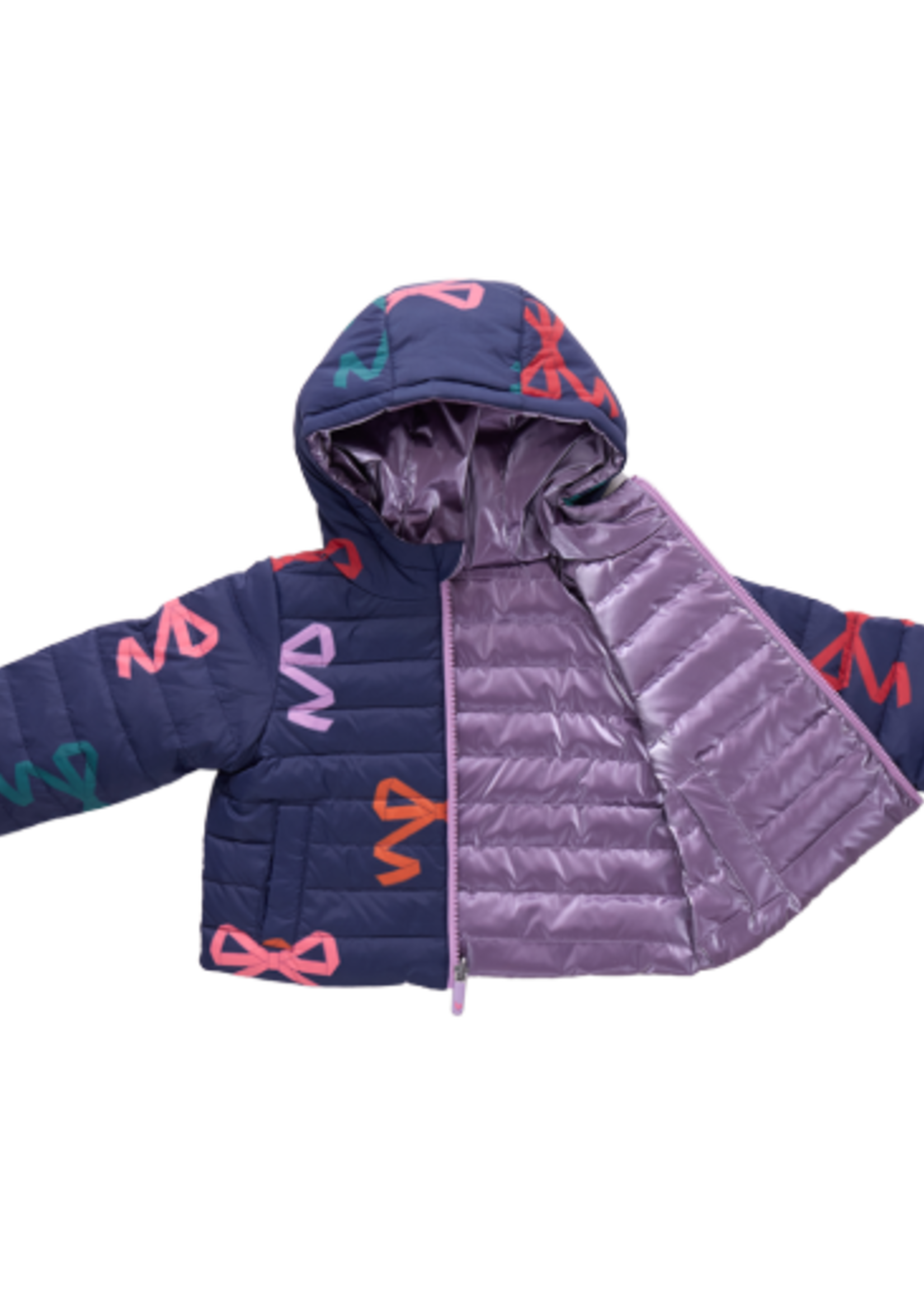 Pink Chicken girls reversible riley jacket - multi bows
