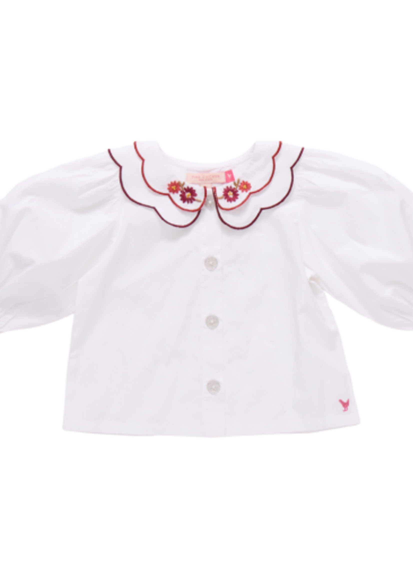 Pink Chicken girls darcy top - white harvest embroidery