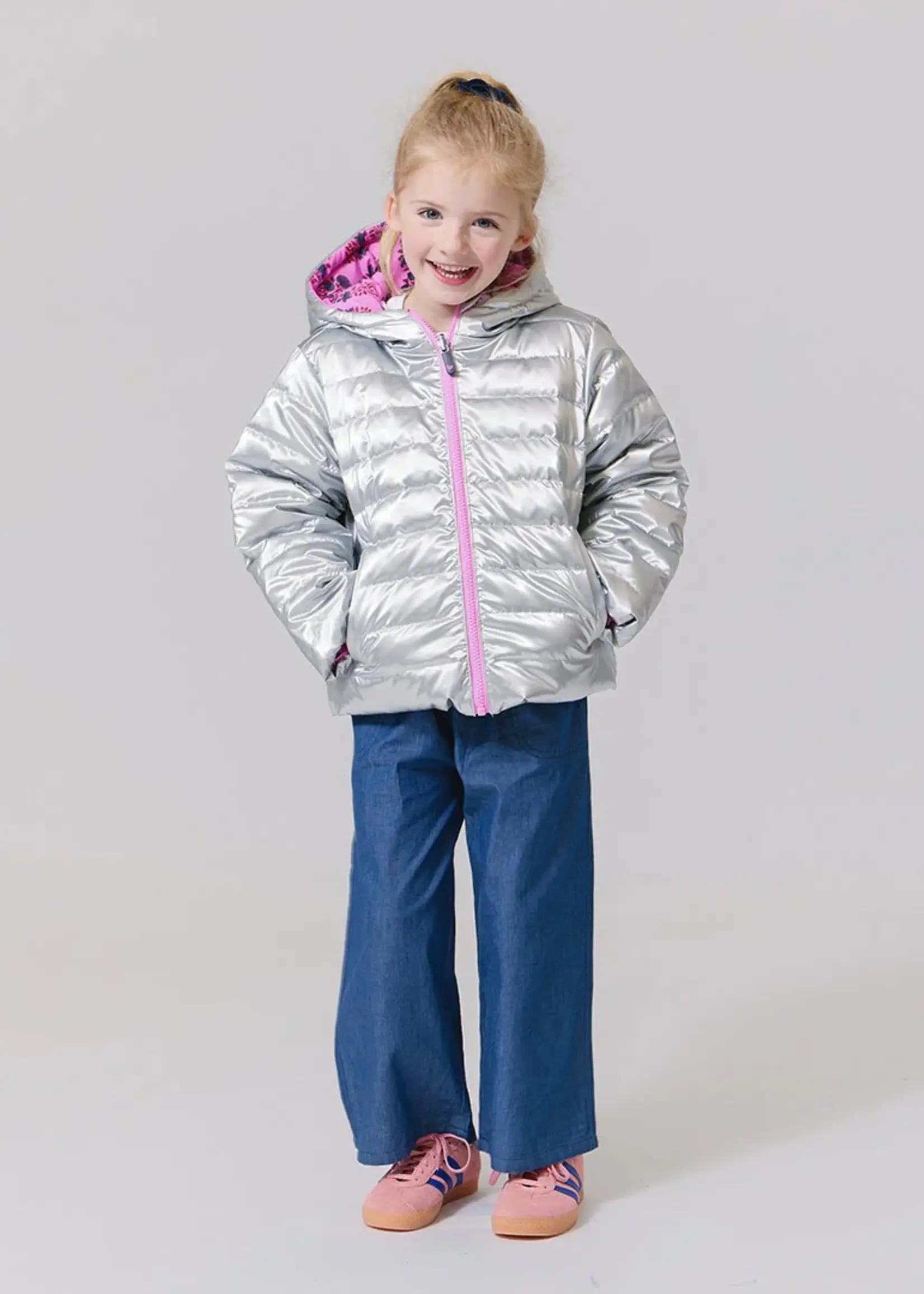 Pink Chicken girls reversible riley jacket - pink strawflower