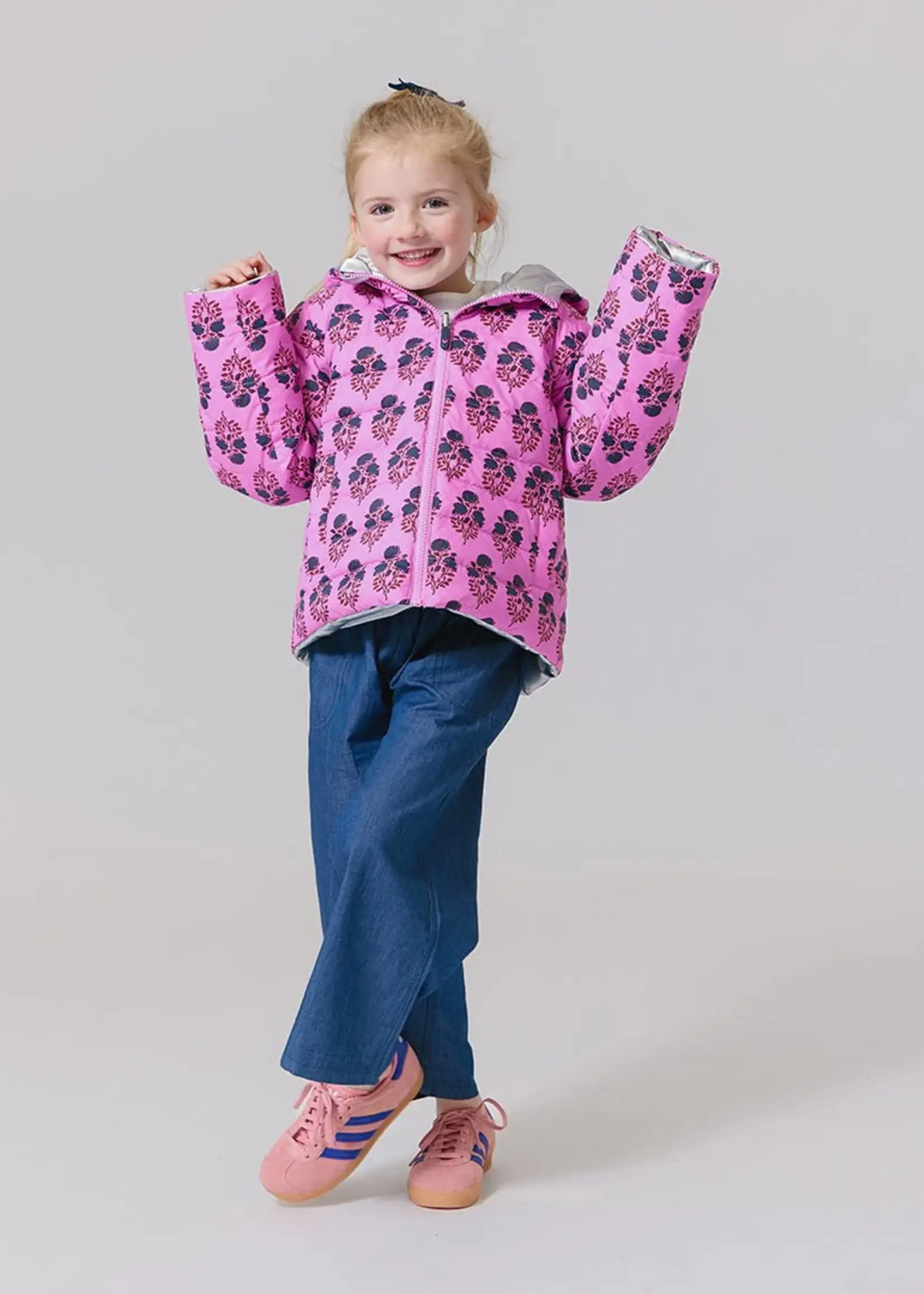 Pink Chicken girls reversible riley jacket - pink strawflower