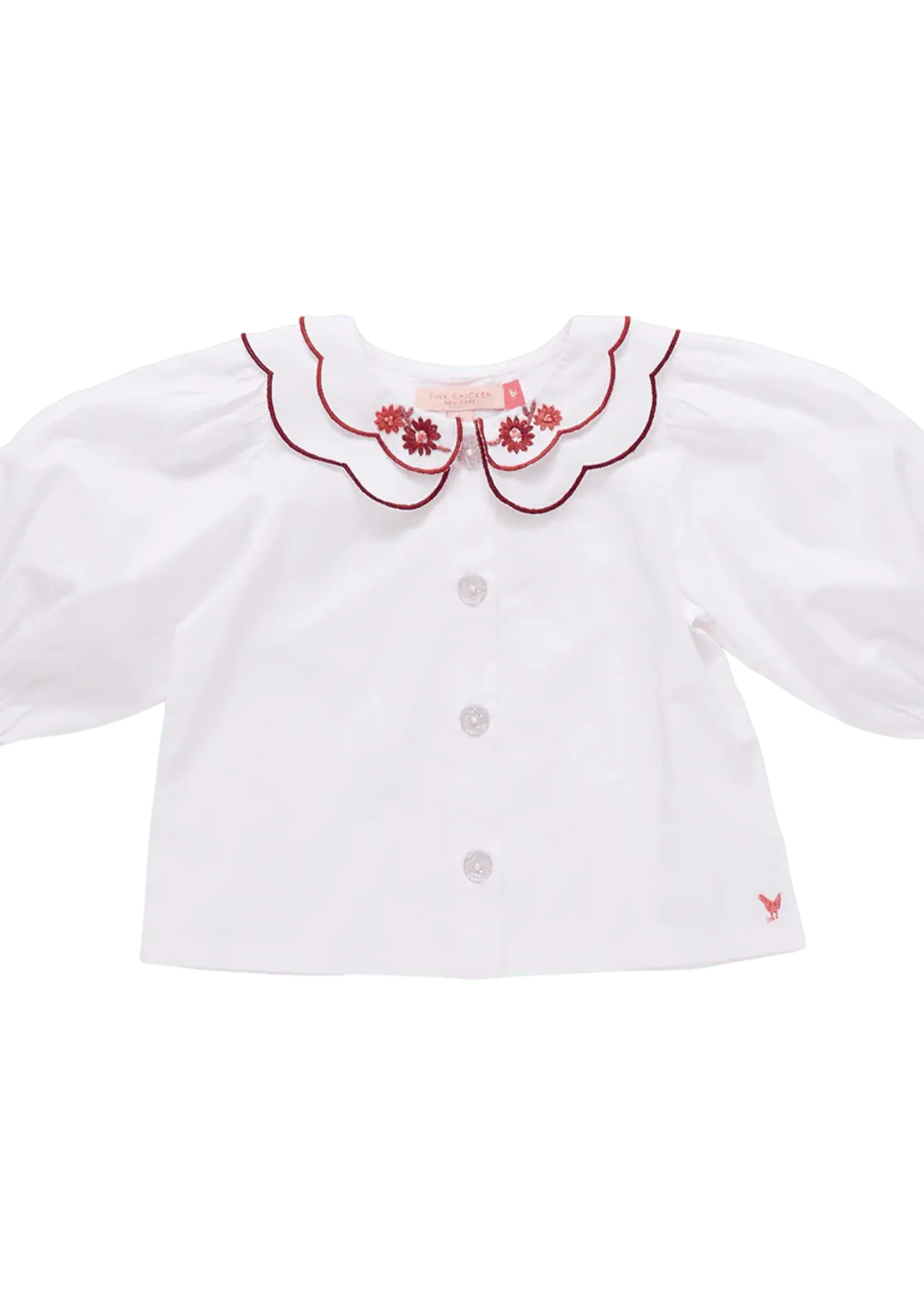 Pink Chicken girls darcy top - white harvest embroidery