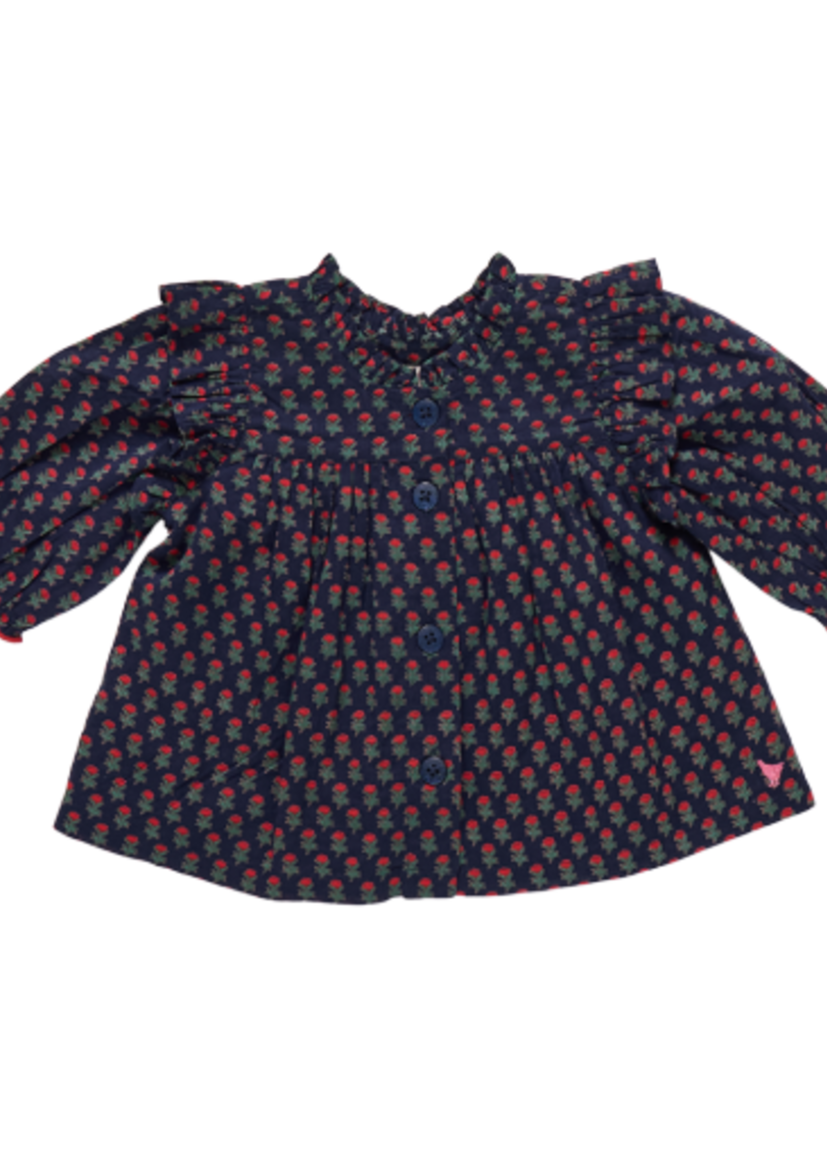 Pink Chicken girls kalani button up top - navy carnation