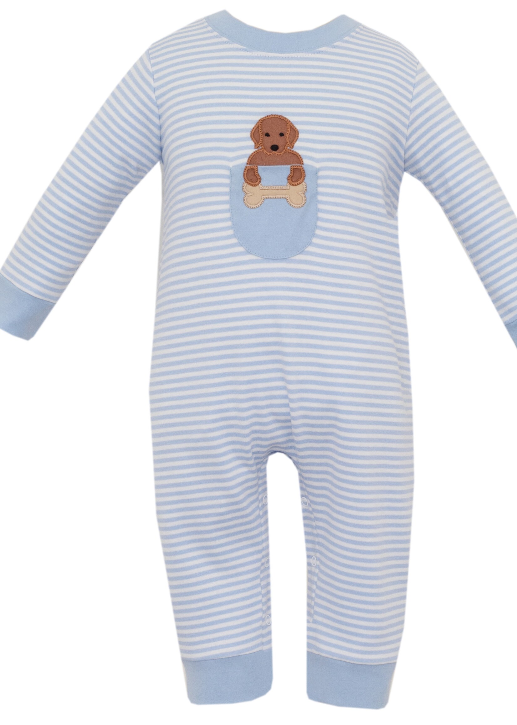 Claire and Charlie Labs Boy Long Romper L/S