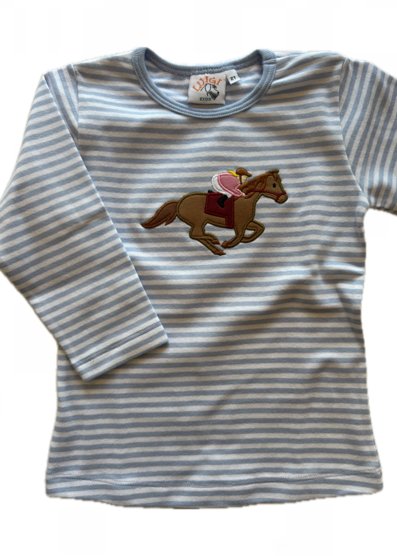 Luigi Kids Girls Stripe L/S Race Horse T-Shirt