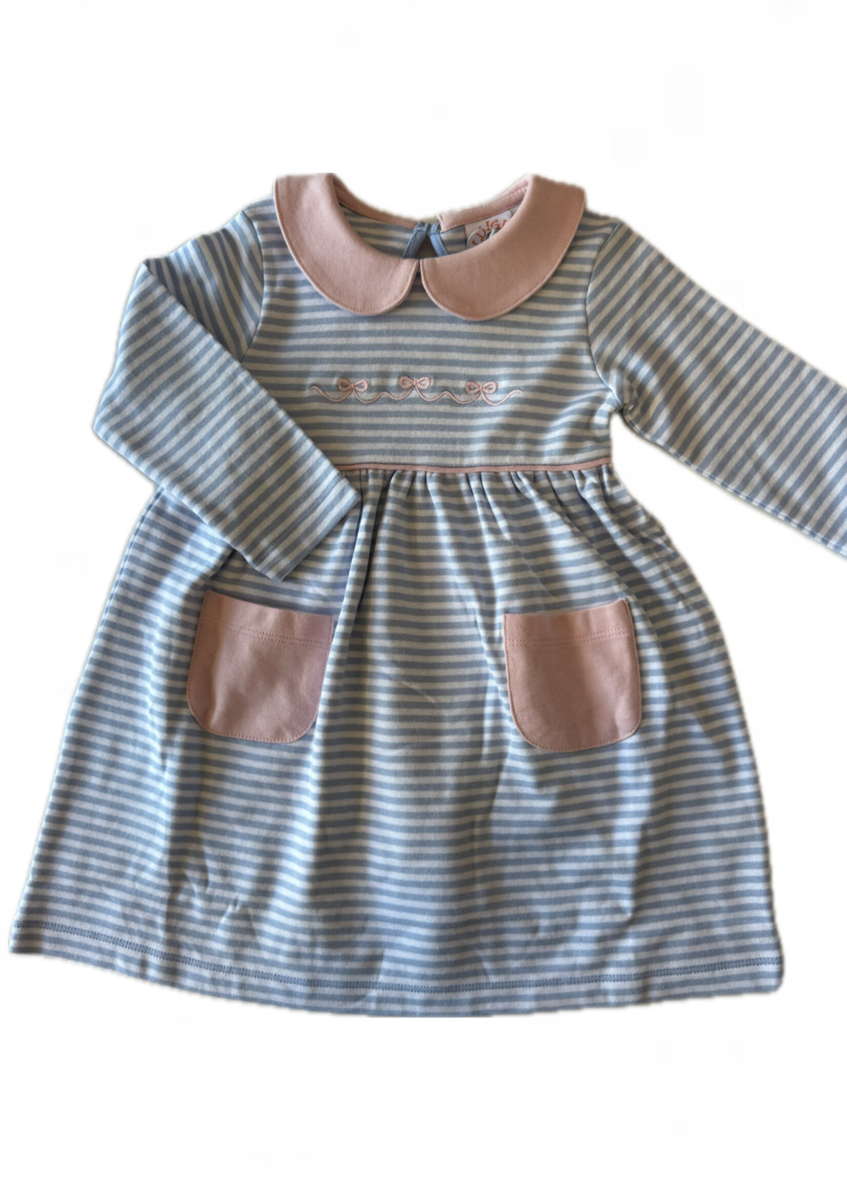 Luigi Kids L/S Stripe Bows Dress